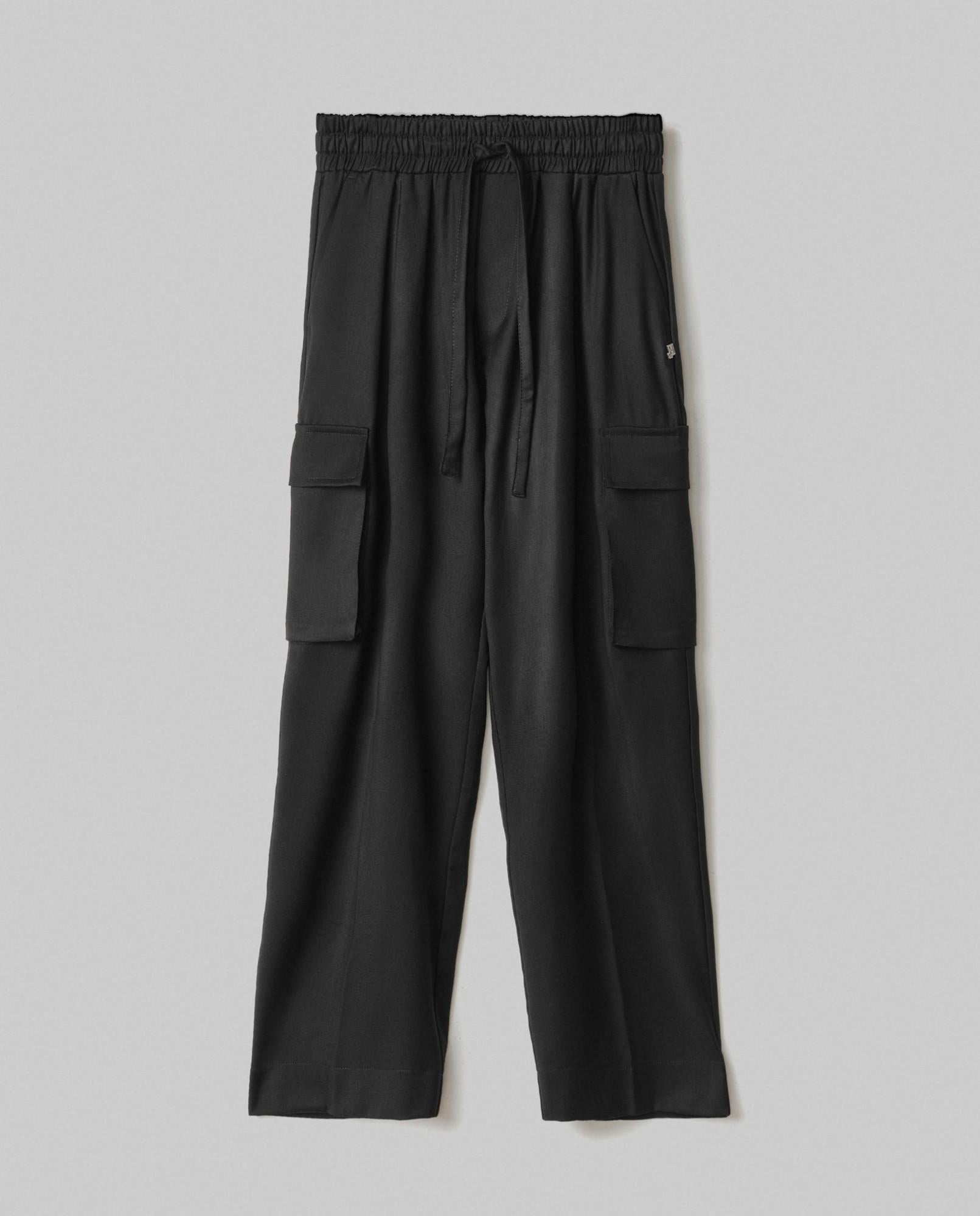 pantalone in twill con tasconi laterali nero hinnominate 
