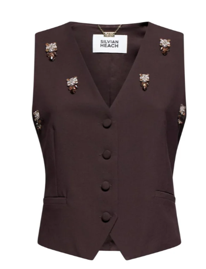 gilet con dettagli decorativi silvian heach GPA25056GTMARRONE SILVIAN HEACH