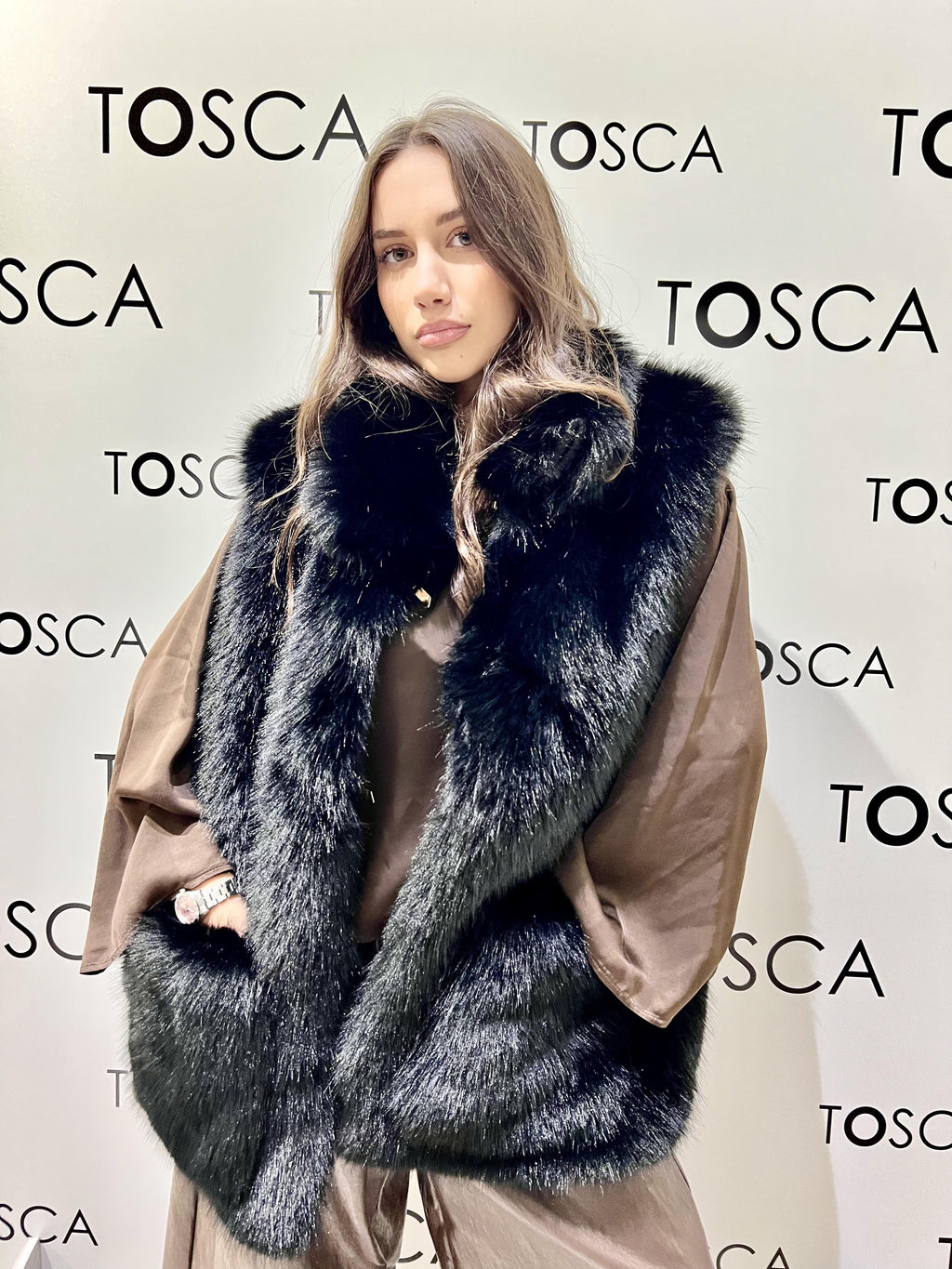 Gilet in ecopelliccia M38F1309-AP1161NERO SOUVENIR