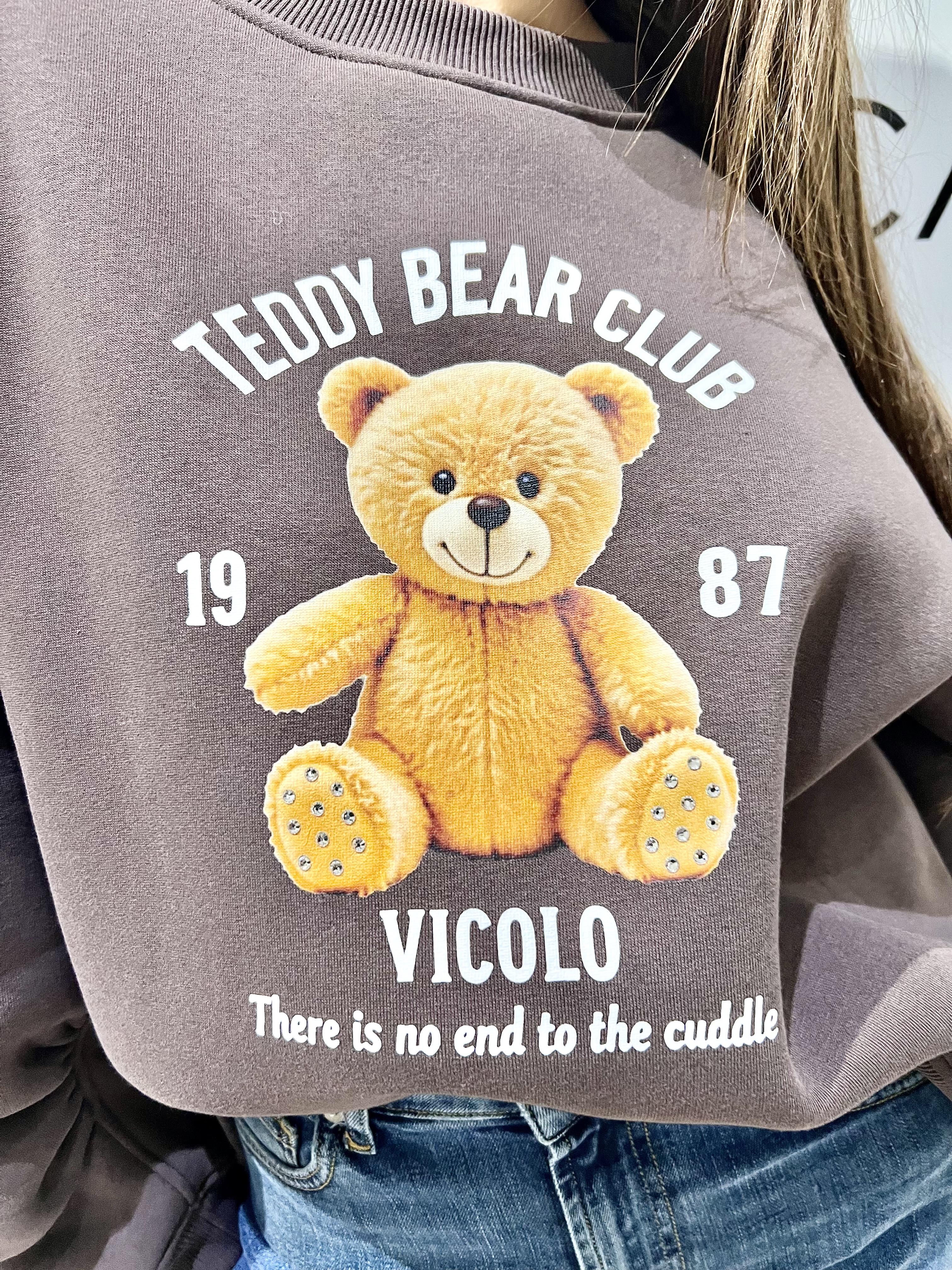 felpa con stampa cani vicolo RF0581MARRONE VICOLO