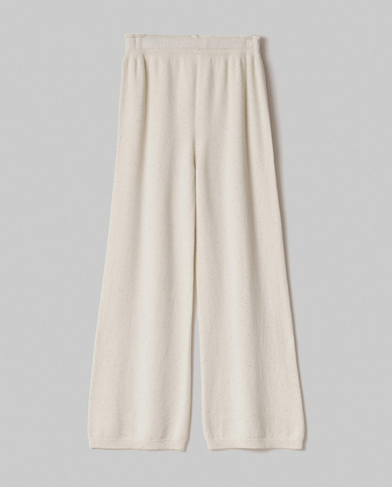 pantalone dritto in maglia con paillettes hinnominate 