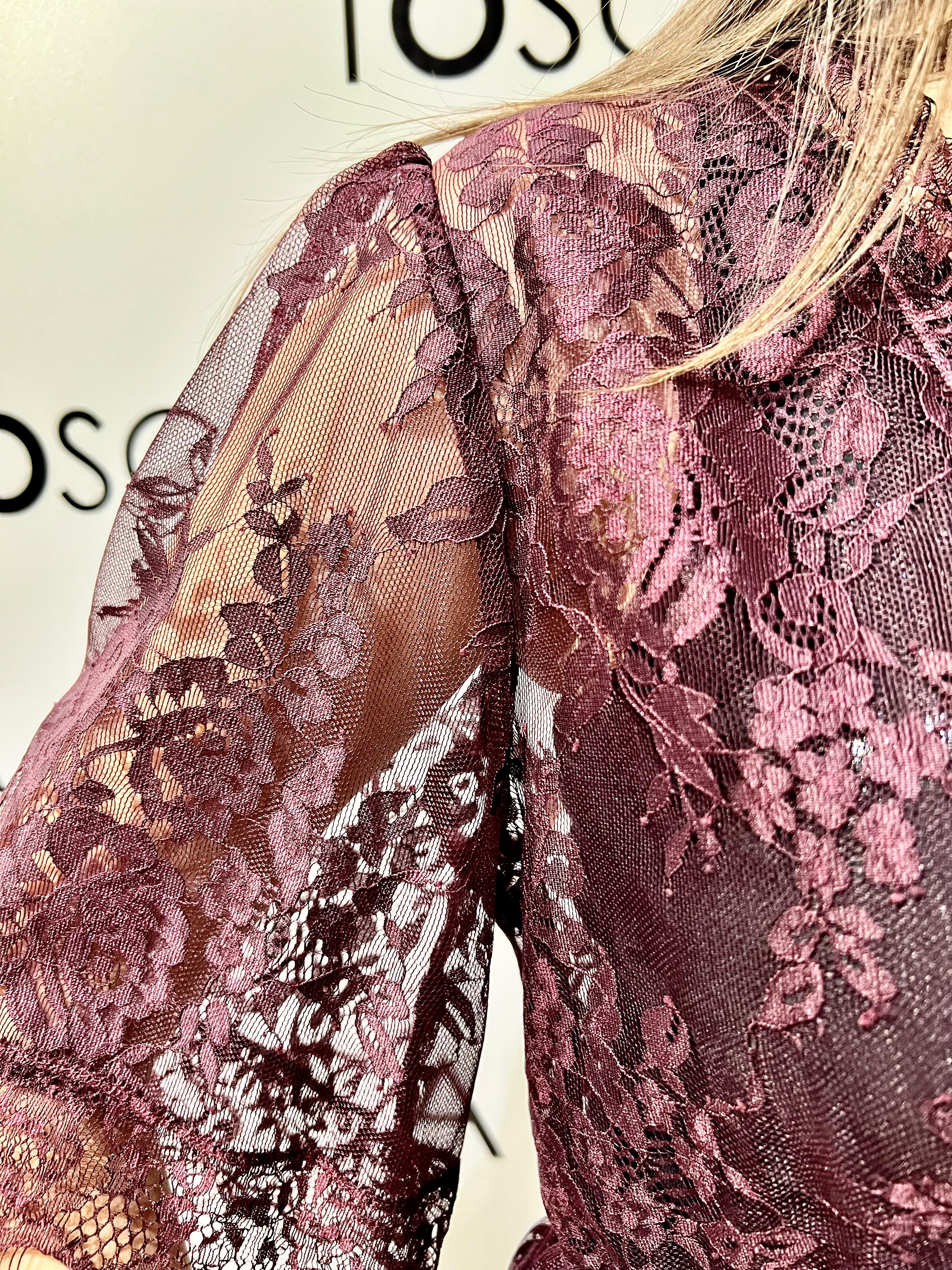 blusa laccio pizzo  kontatto YM2021NBORDEAUX KONTATTO