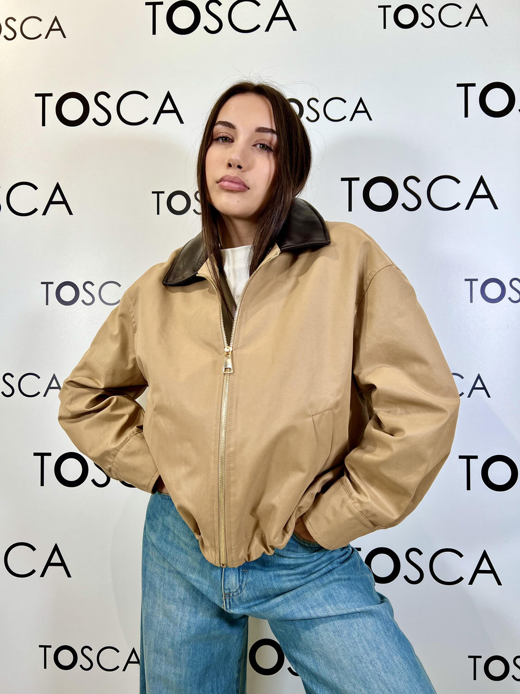 giubbotto in in cotone collo in ecopelle tensione in 26B4363BEIGE TENSIONE IN