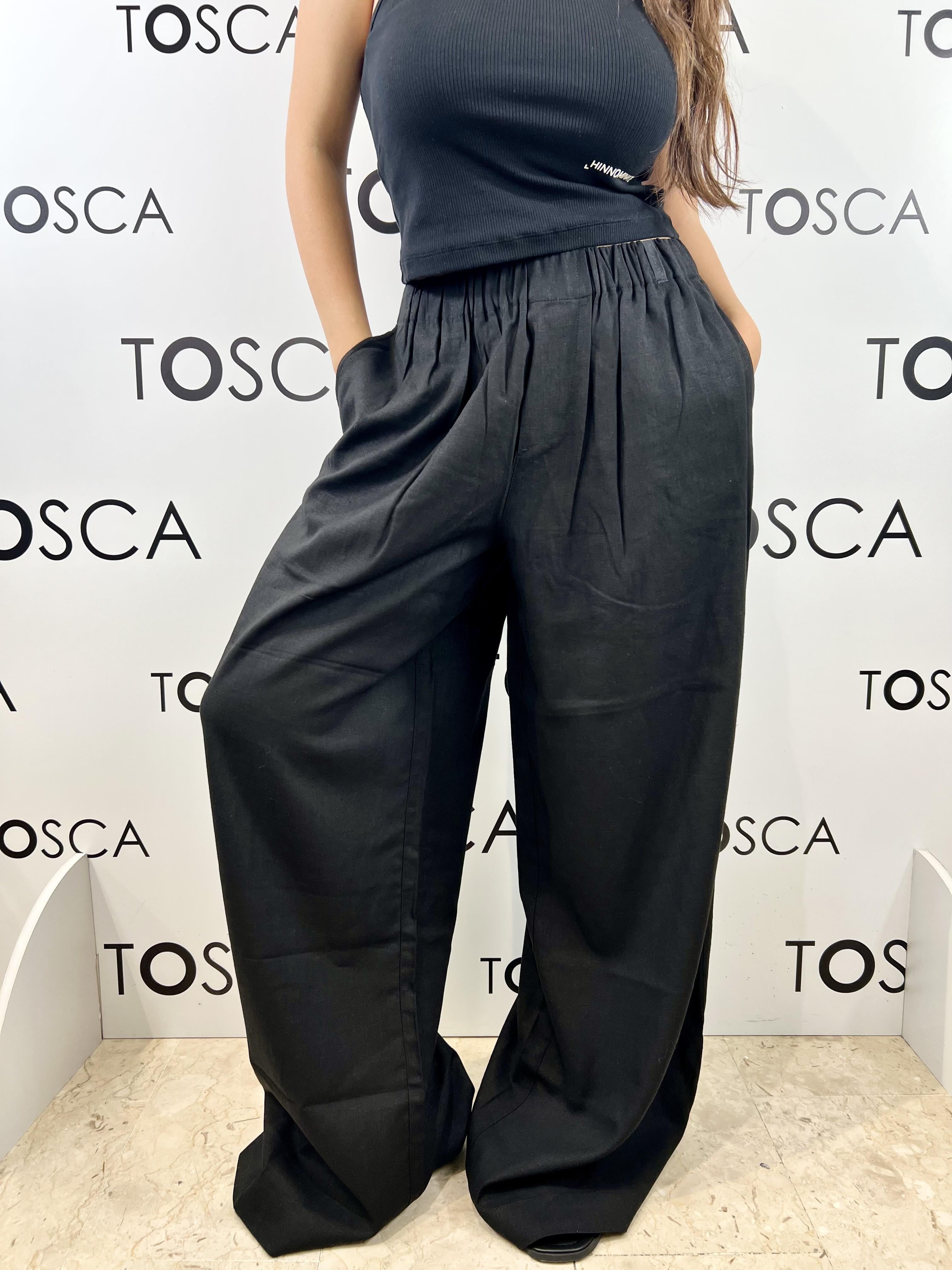 pantalone largo dritto in lino  hinnominate 