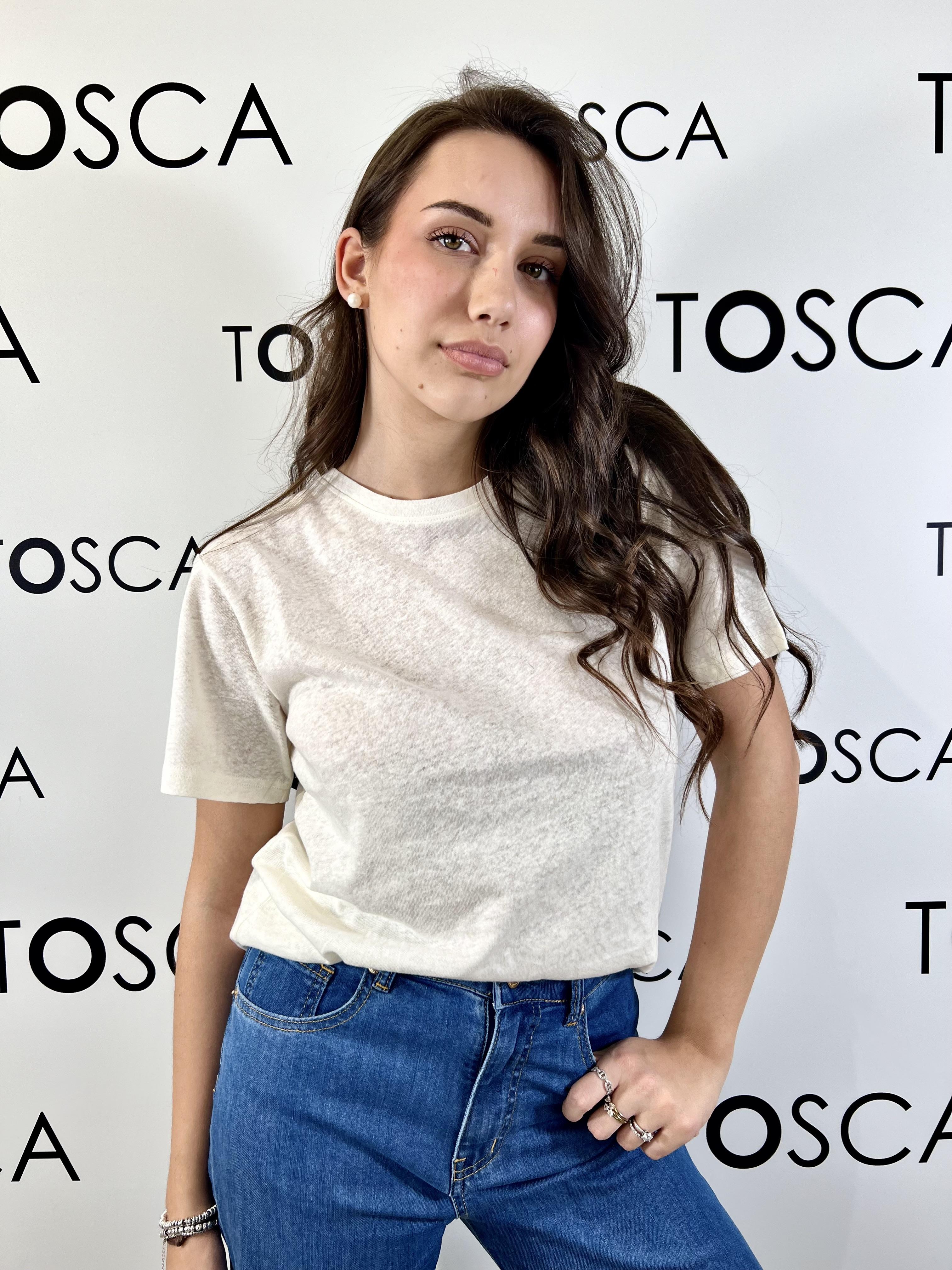 t-shirt oversize misto lino white wise 