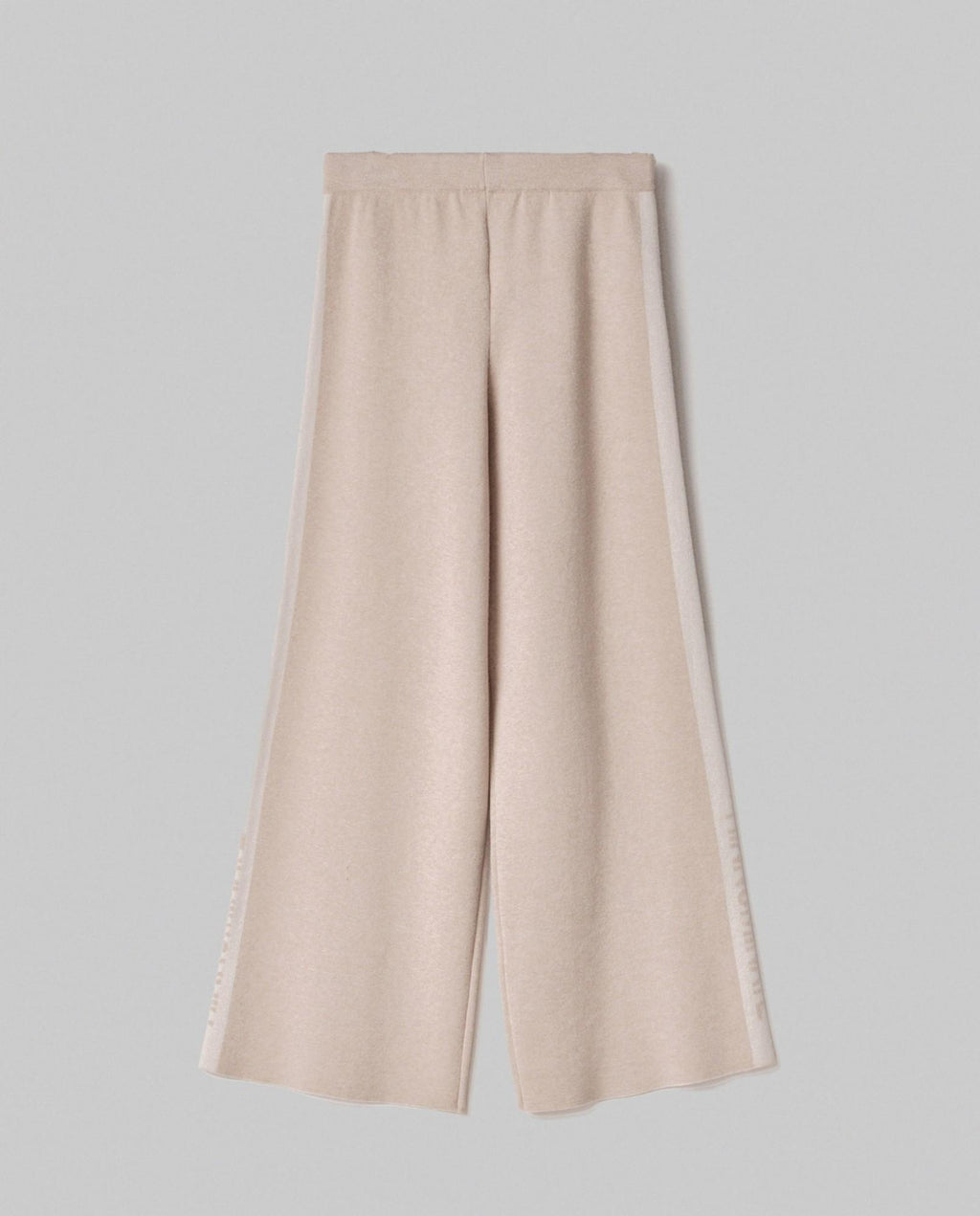 pantalone in maglia a palazzo con bande in contrasto e logo in punto rovescio beige sand hinnominate 