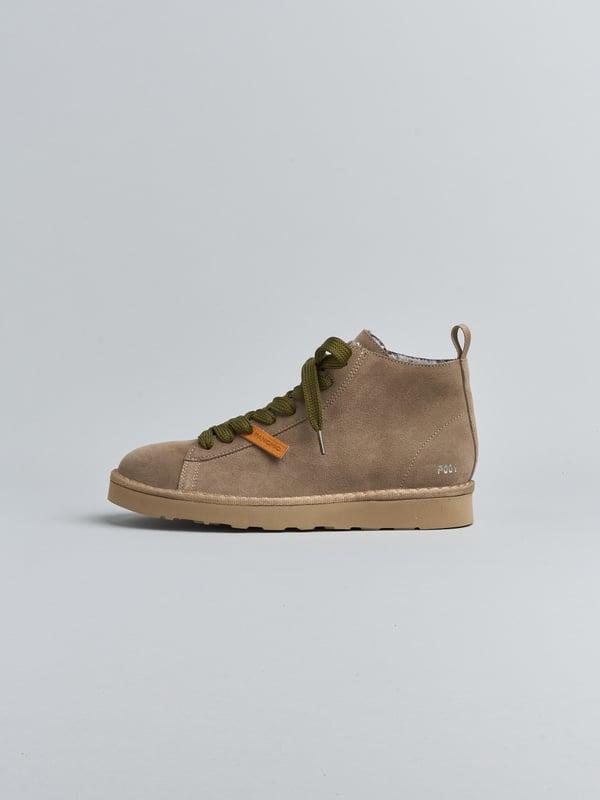 polacchino p001 uomo in camoscio foderato in faux fur noce-militare P001 ANKLE BOOTSUEDE FAUX FUR LININGWALNUT-MILITARY OLIVE PANCHIC