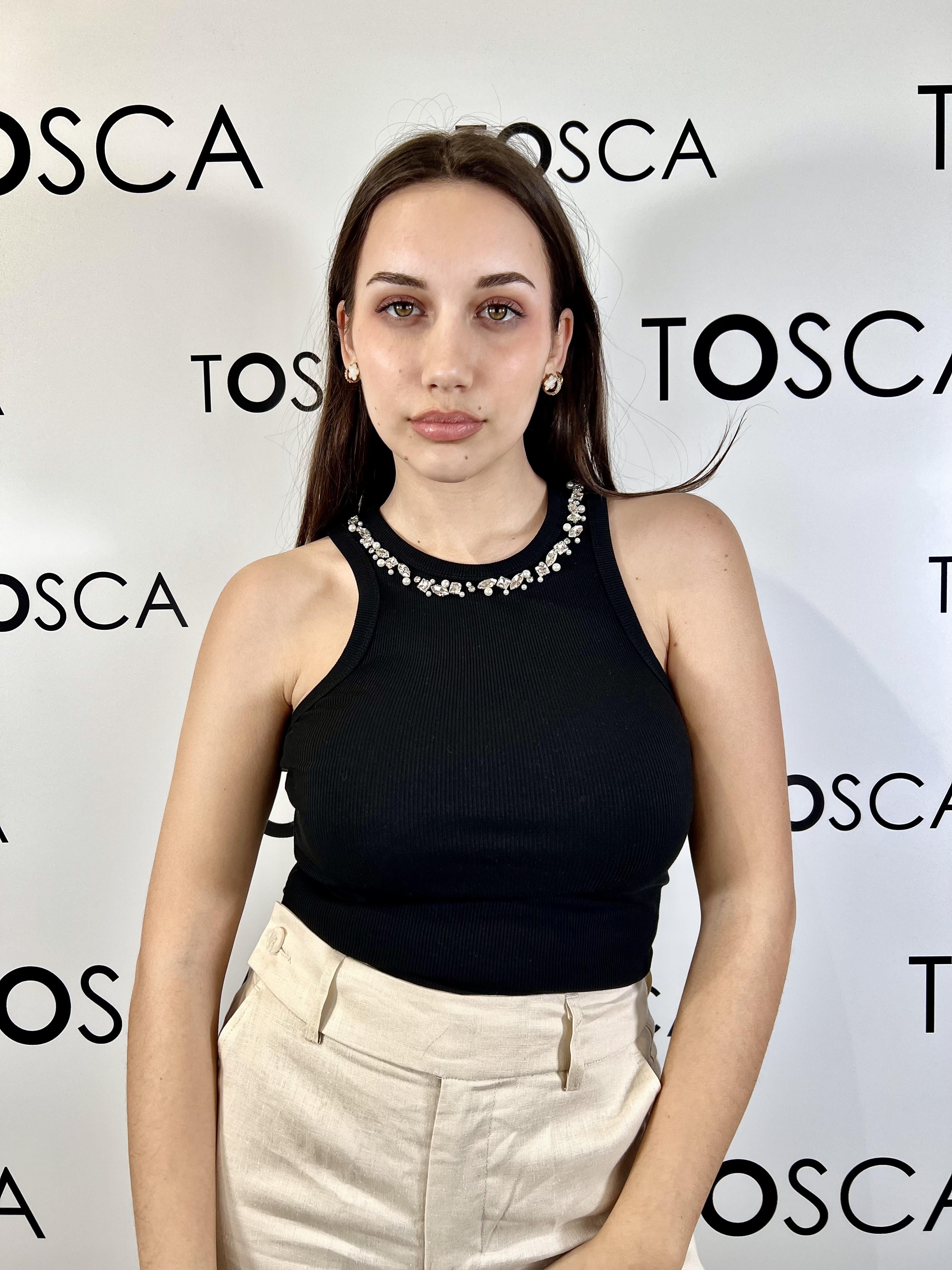 canotta a costine dettgalio gioiello silvian heach GPP2450CNNERO SILVIAN HEACH