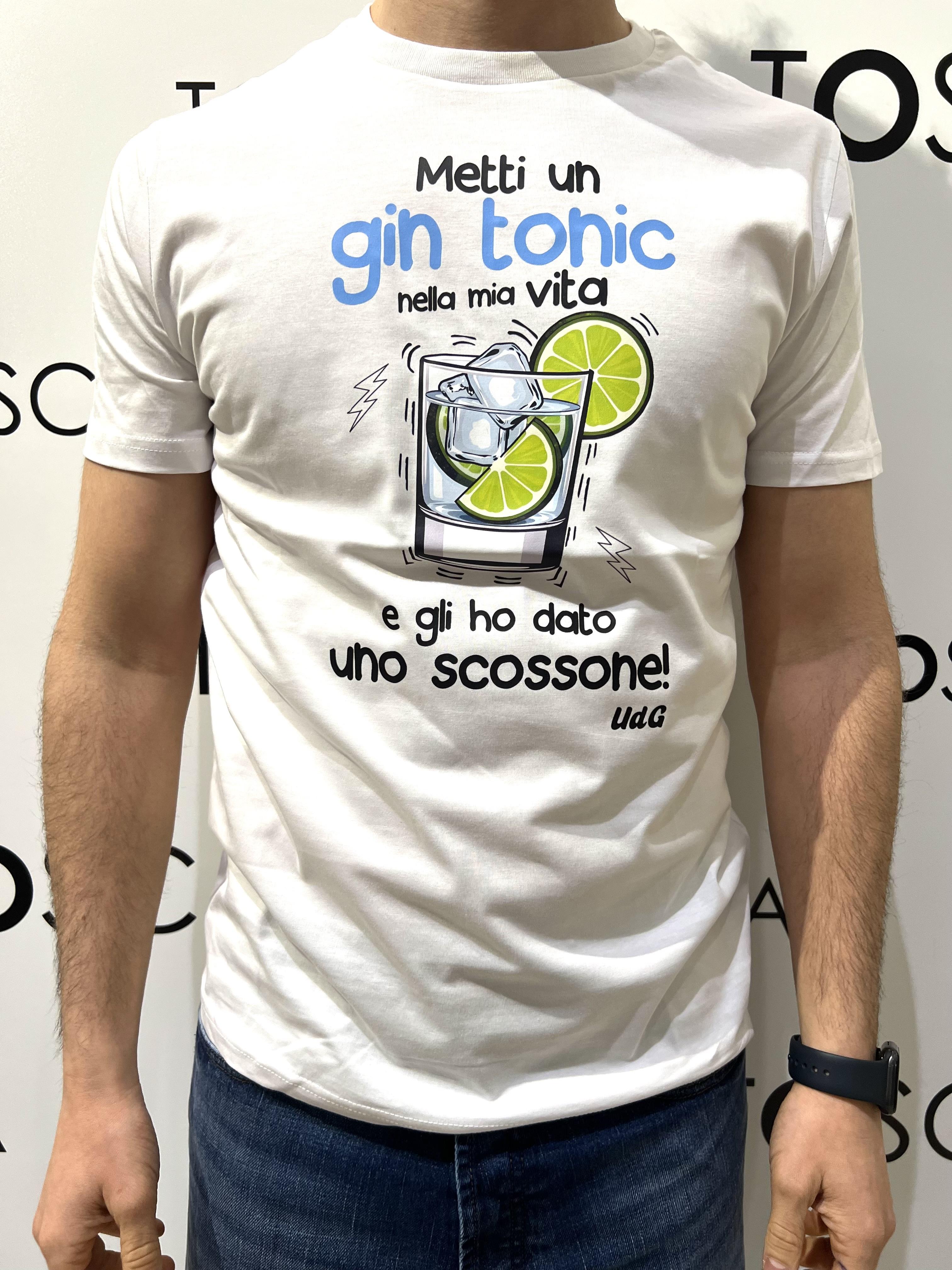 gin t-shirt metti un gin tonic nella mia vita e gli ho dato uno scossone GIN T-SHIRTMETTI UN GT NELLA MIA VITABIANCO HICONIKA