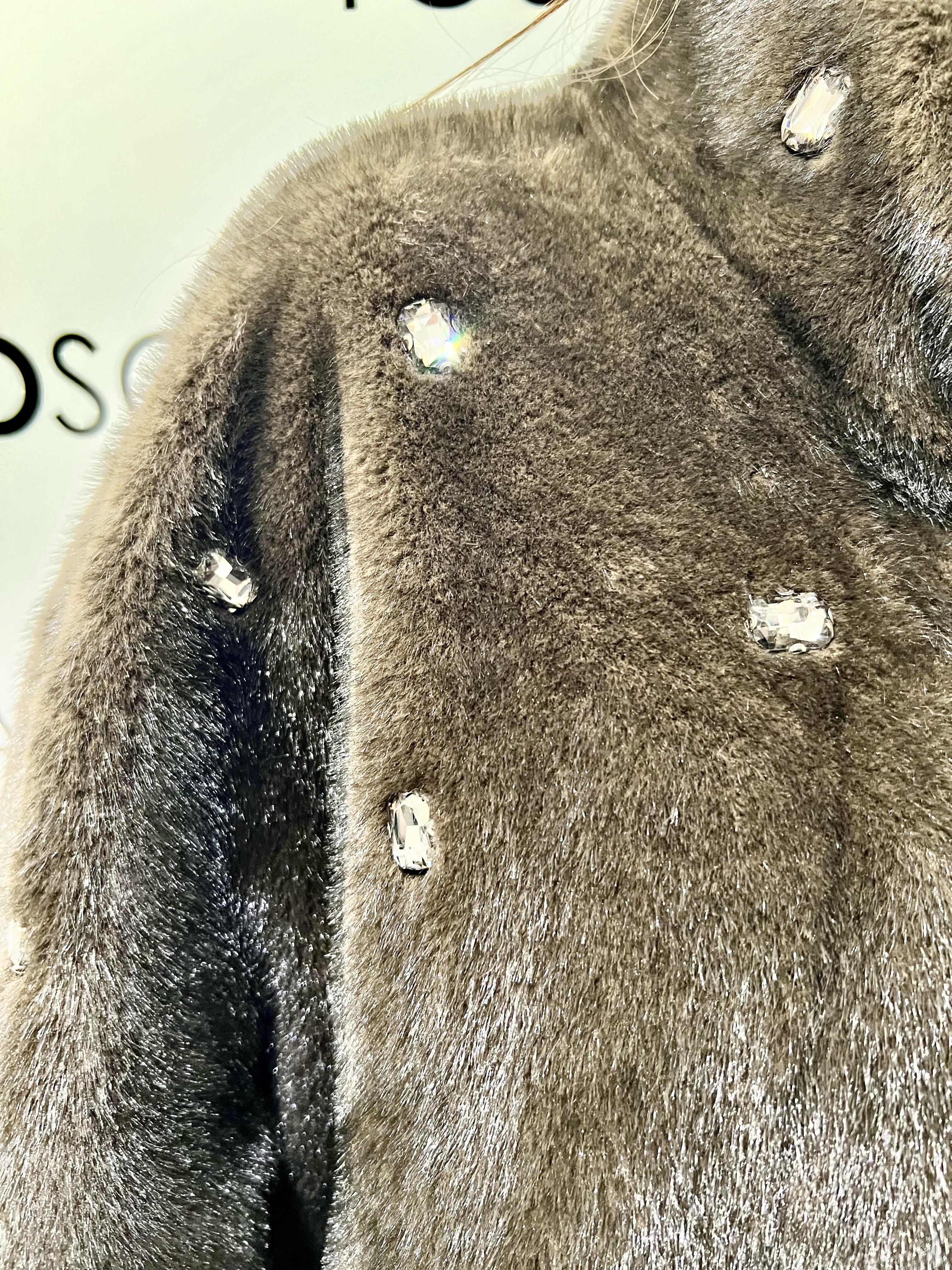 ecopelliccia con pietre TF0047MARRONE VICOLO