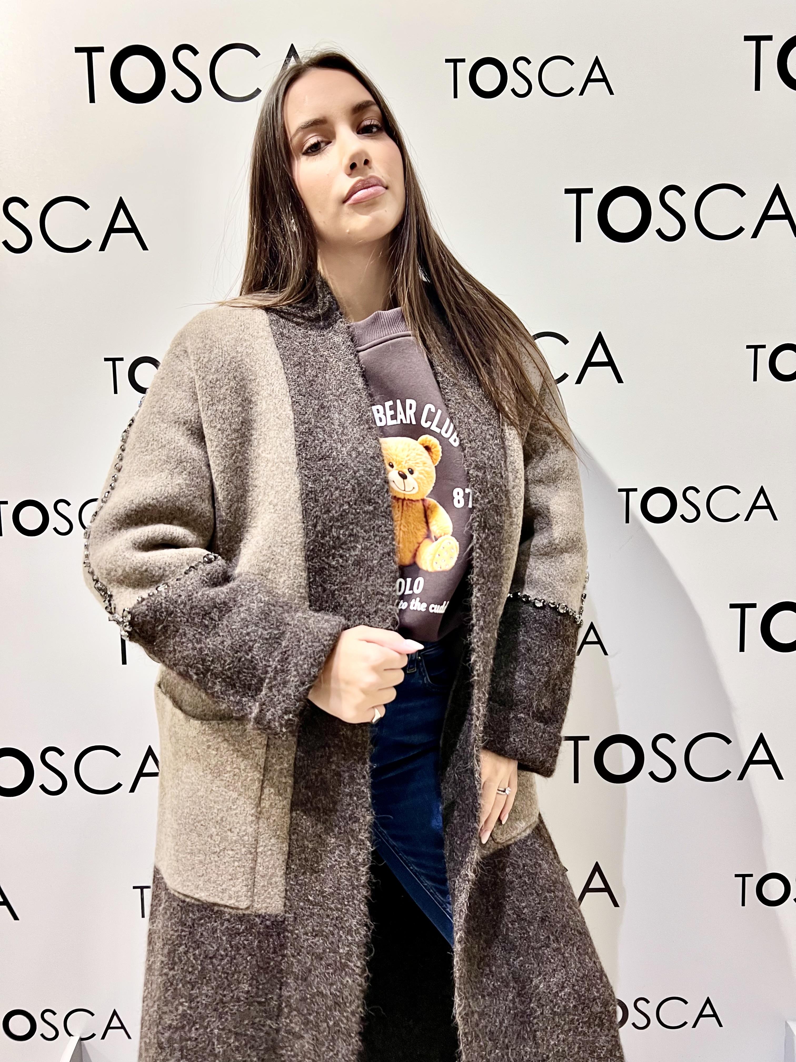 cappotto in maglia con cintura 55002FMARRONE VICOLO