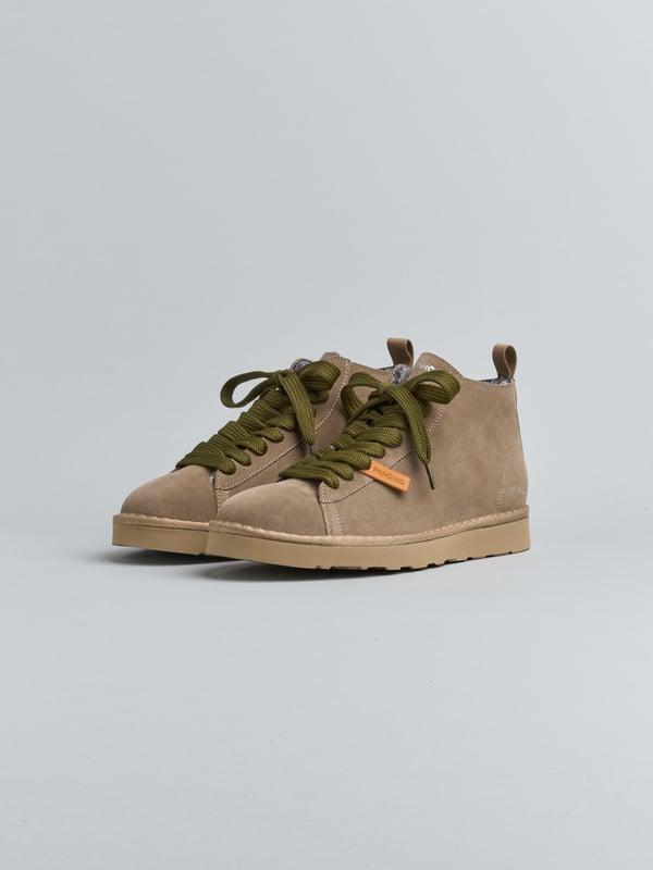 polacchino p001 uomo in camoscio foderato in faux fur noce-militare P001 ANKLE BOOTSUEDE FAUX FUR LININGWALNUT-MILITARY OLIVE PANCHIC