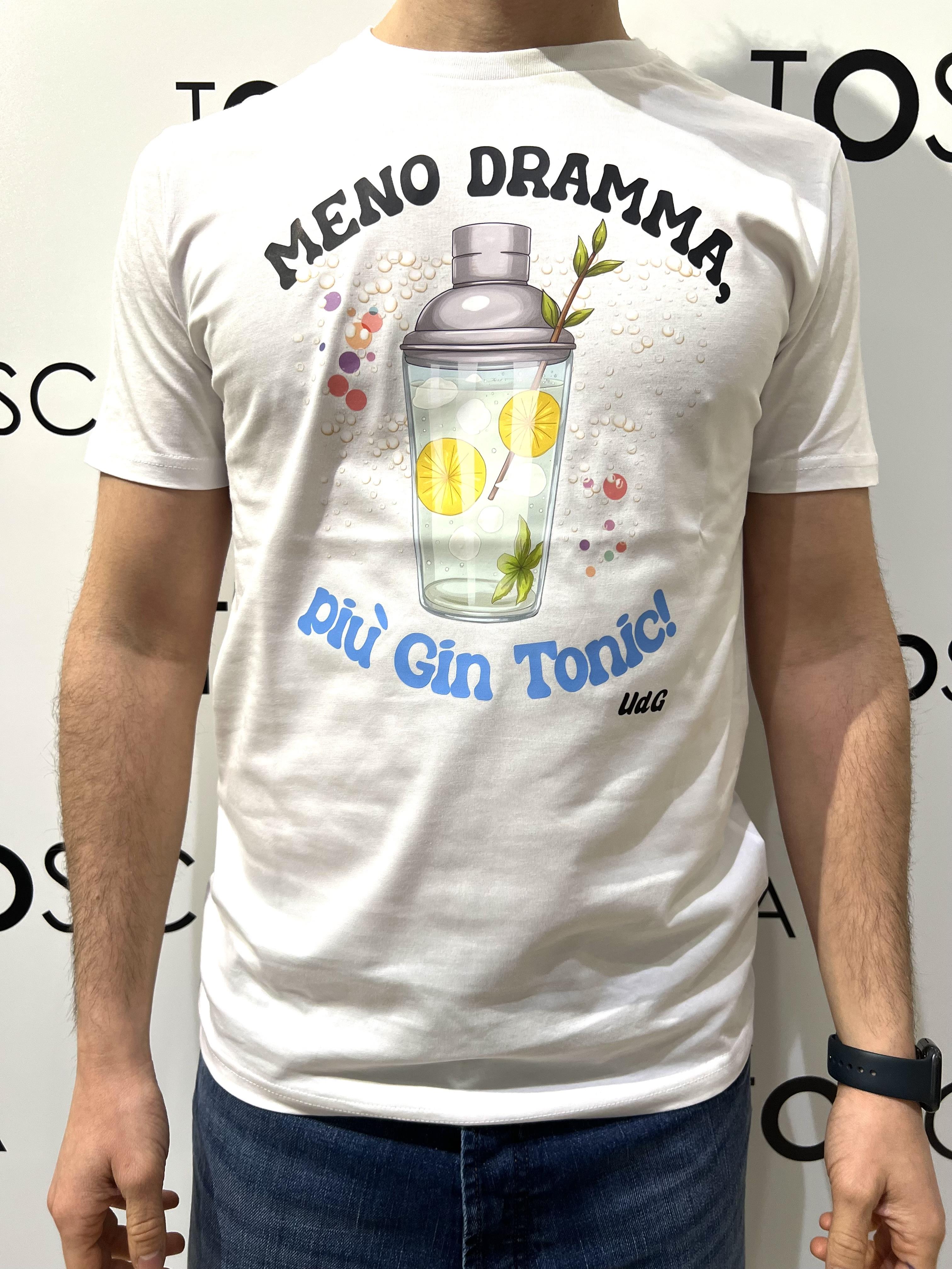 gin t-shirt meno dramma più gin tonic GIN T-SHIRTMENO DRAMMA PIÙ GTBIANCO HICONIKA
