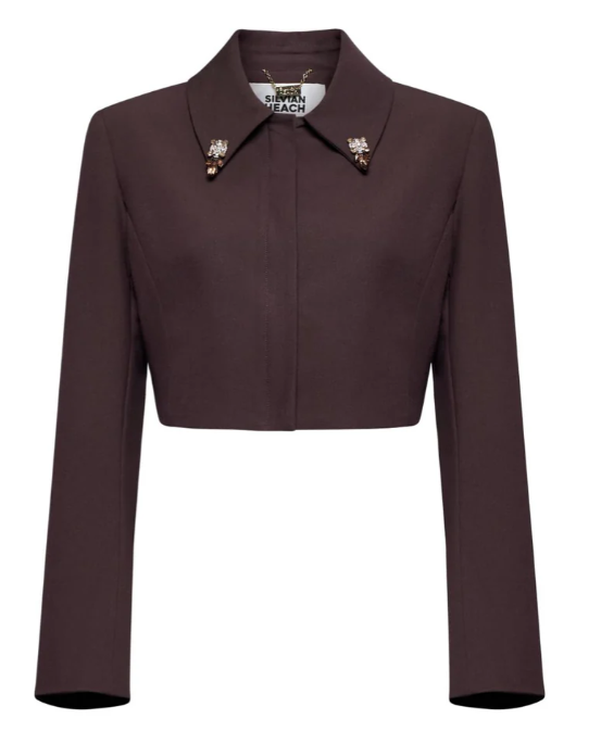 blazer corto con colletto e dettaglio silvian heach GPA25035GCMARRONE SILVIAN HEACH