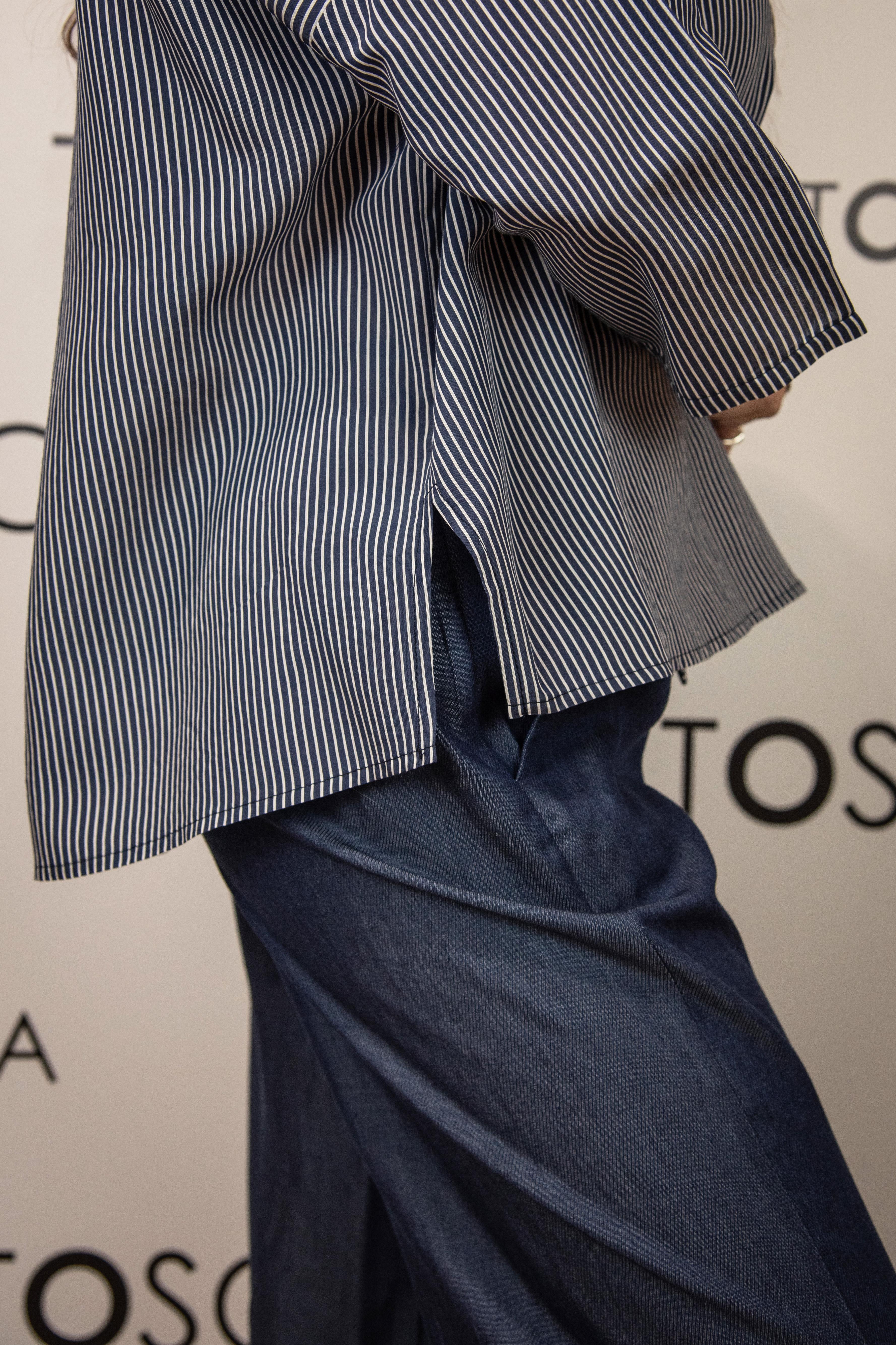 camicia rigata ferrone S7XBFMUCHOBLU/BIANCO FERRONE