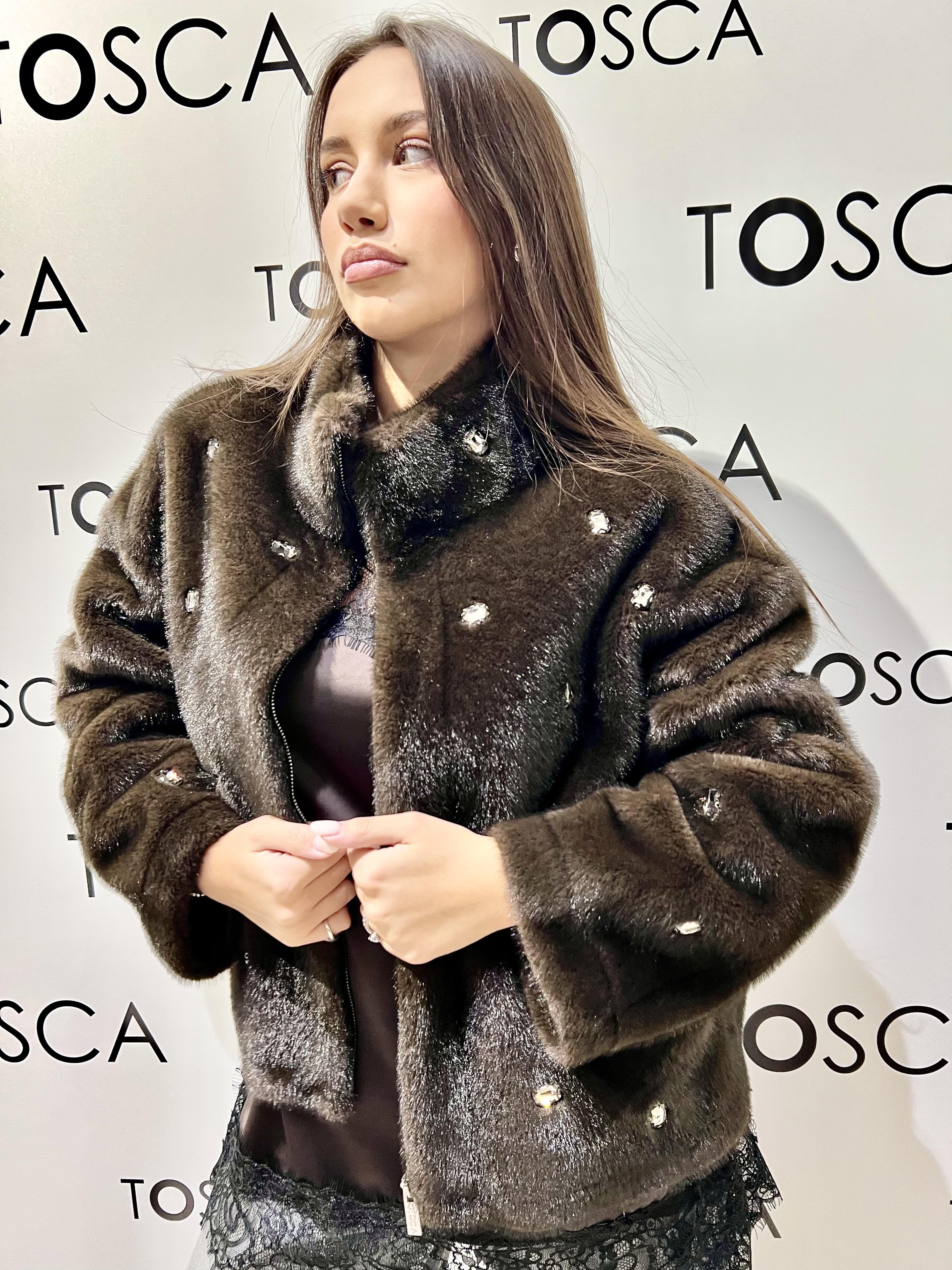 ecopelliccia con pietre TF0047MARRONE VICOLO