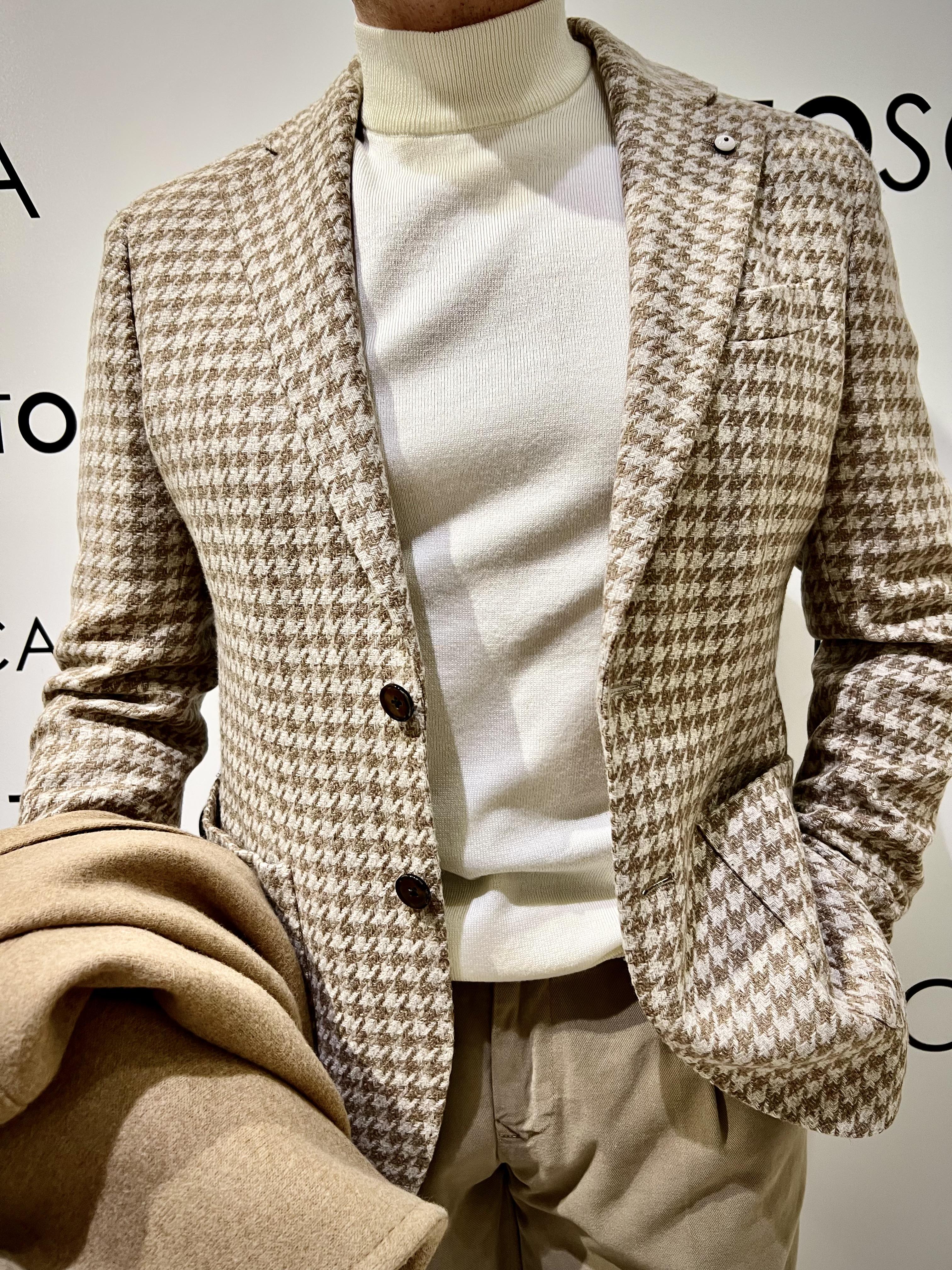 Giacca Monopetto Pie De Poule Lbm 1911 2643 42965/1BEIGE LBM 1911