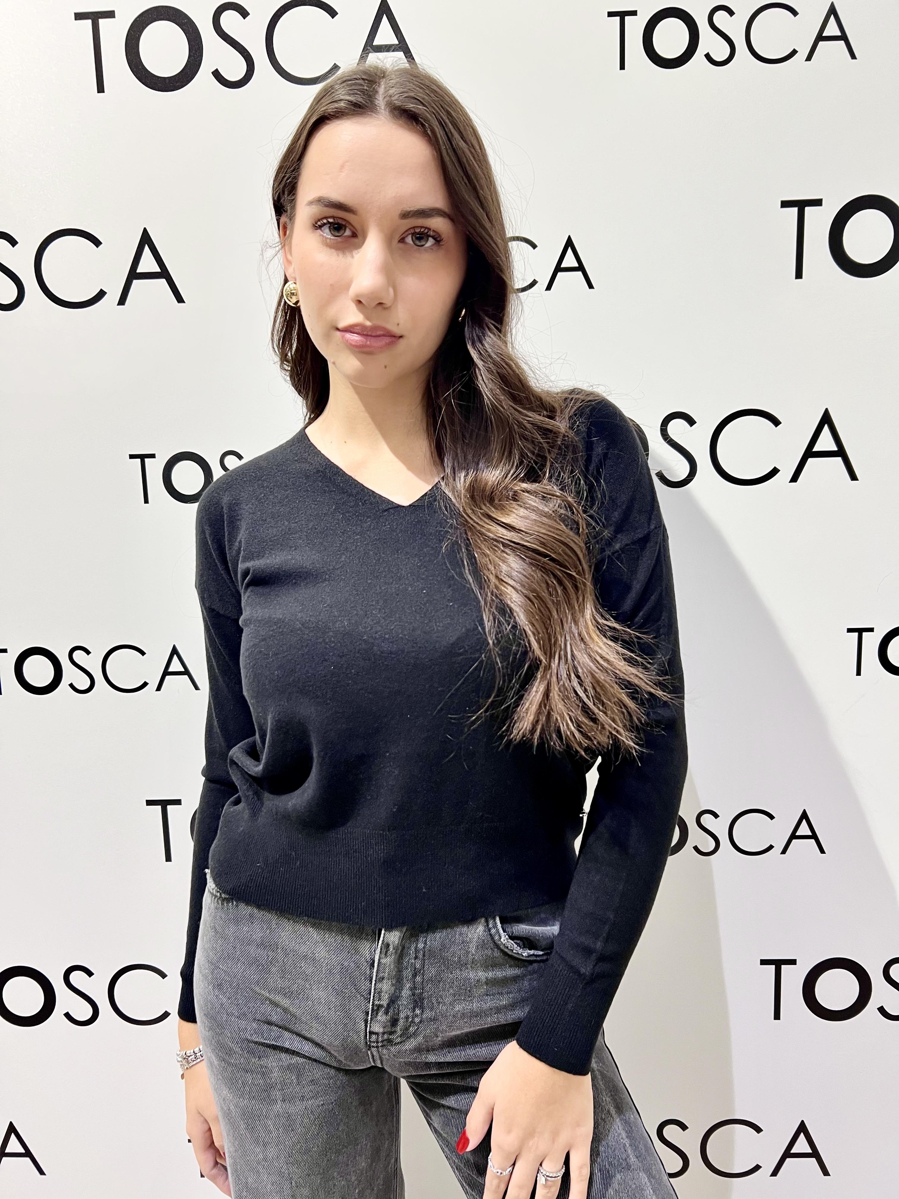 maglia con scollo a v in viscosa lana WW20006NERO WHITE WISE