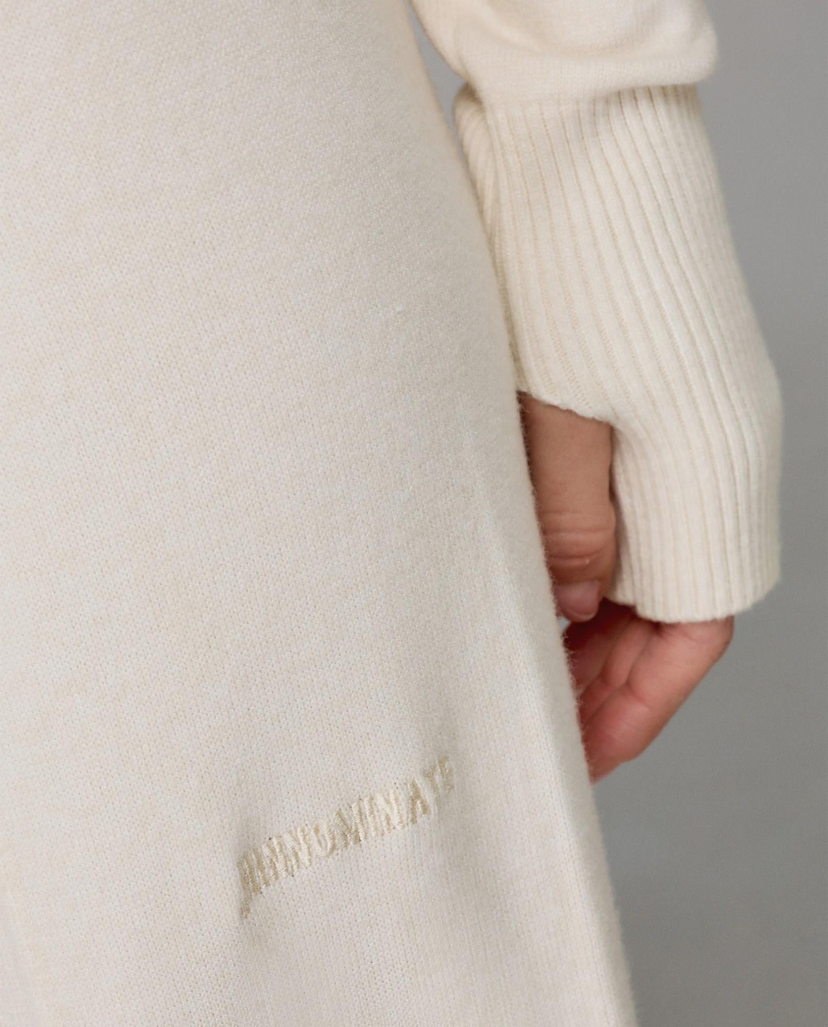 pantalone in maglia a palazzo con nervature bianco burro hinnominate 