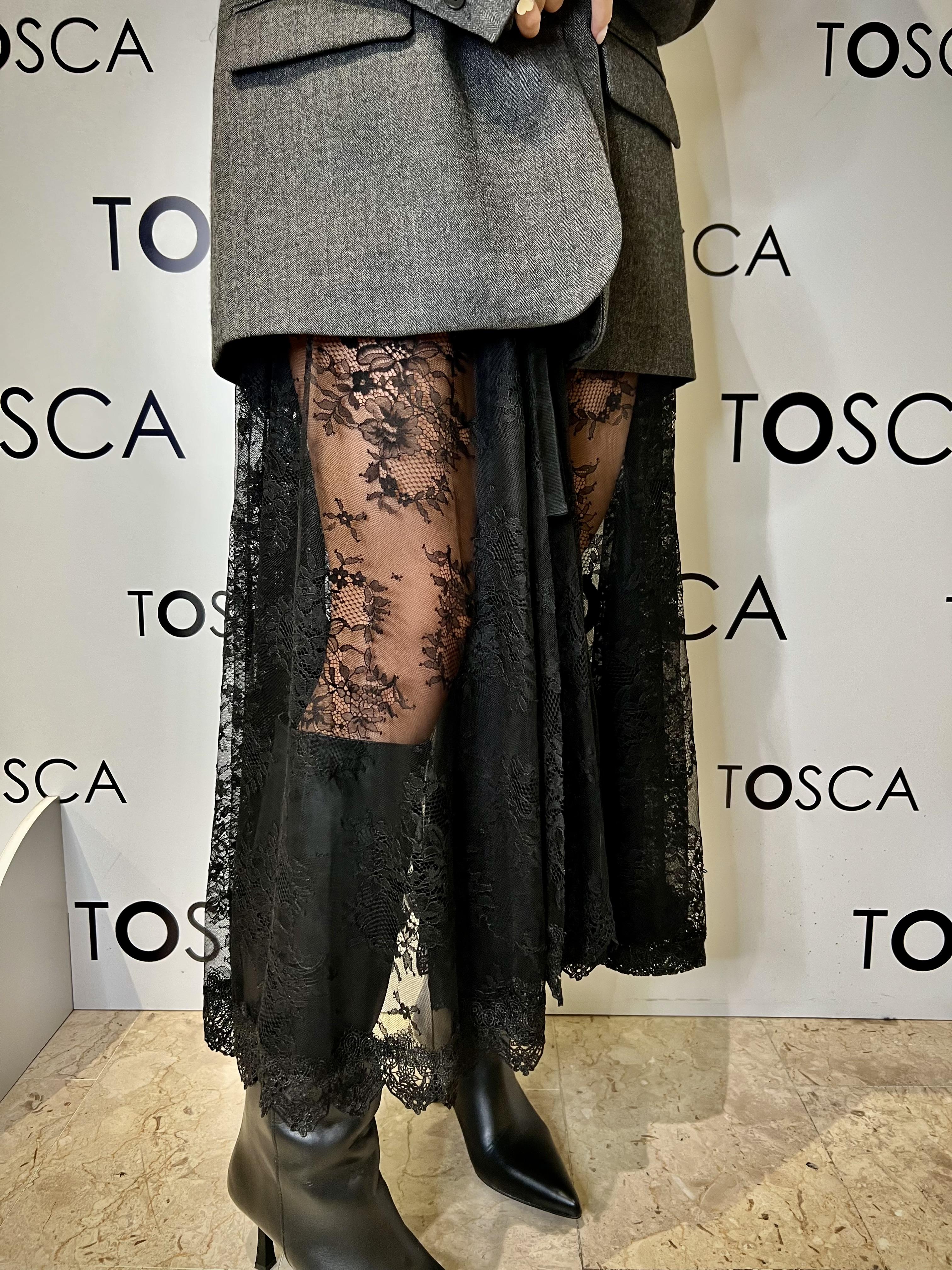 giacca over + gonna in pizzo   tensione in 37720GRIGO/NERO TENSIONE IN