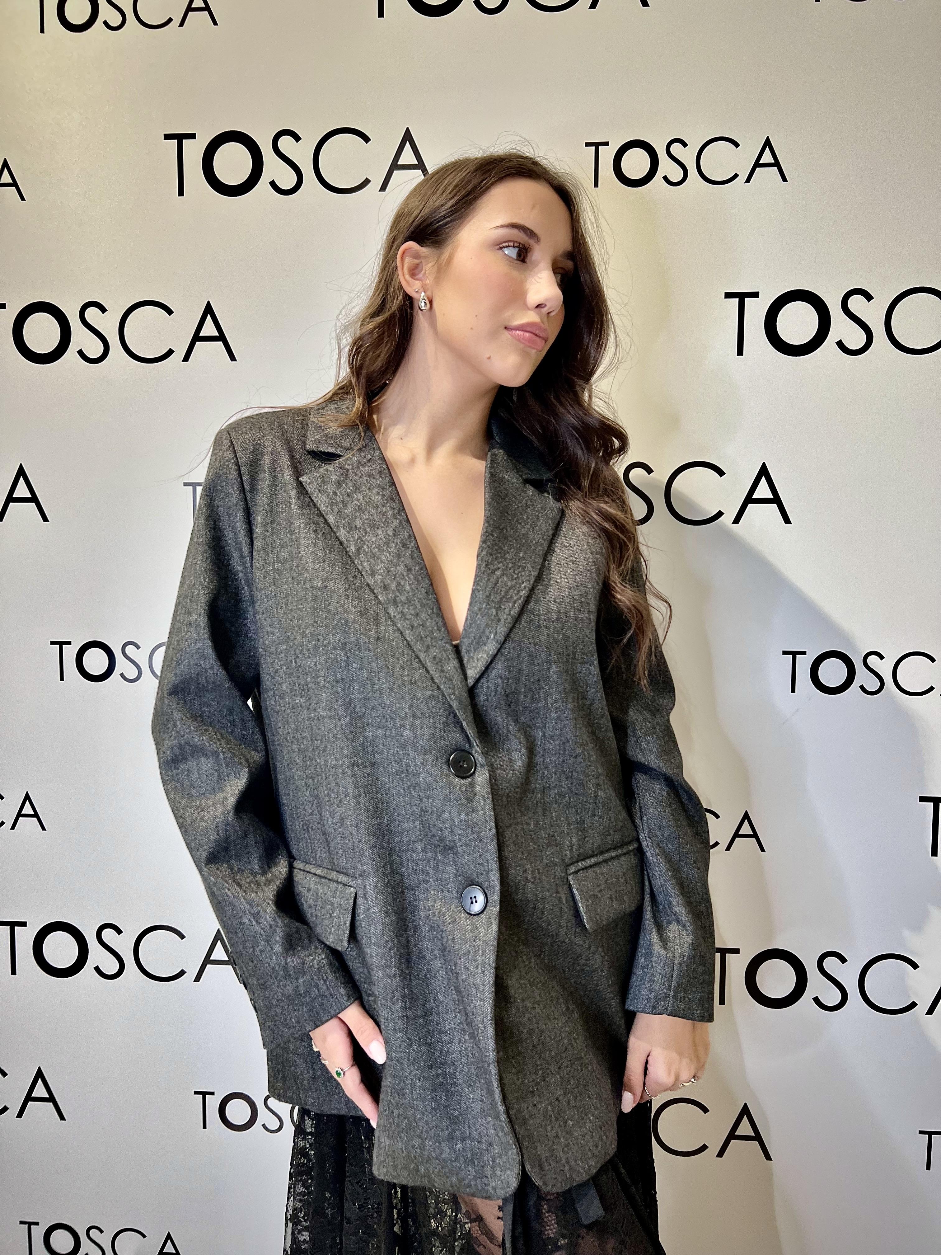 giacca over + gonna in pizzo   tensione in 37720GRIGO/NERO TENSIONE IN