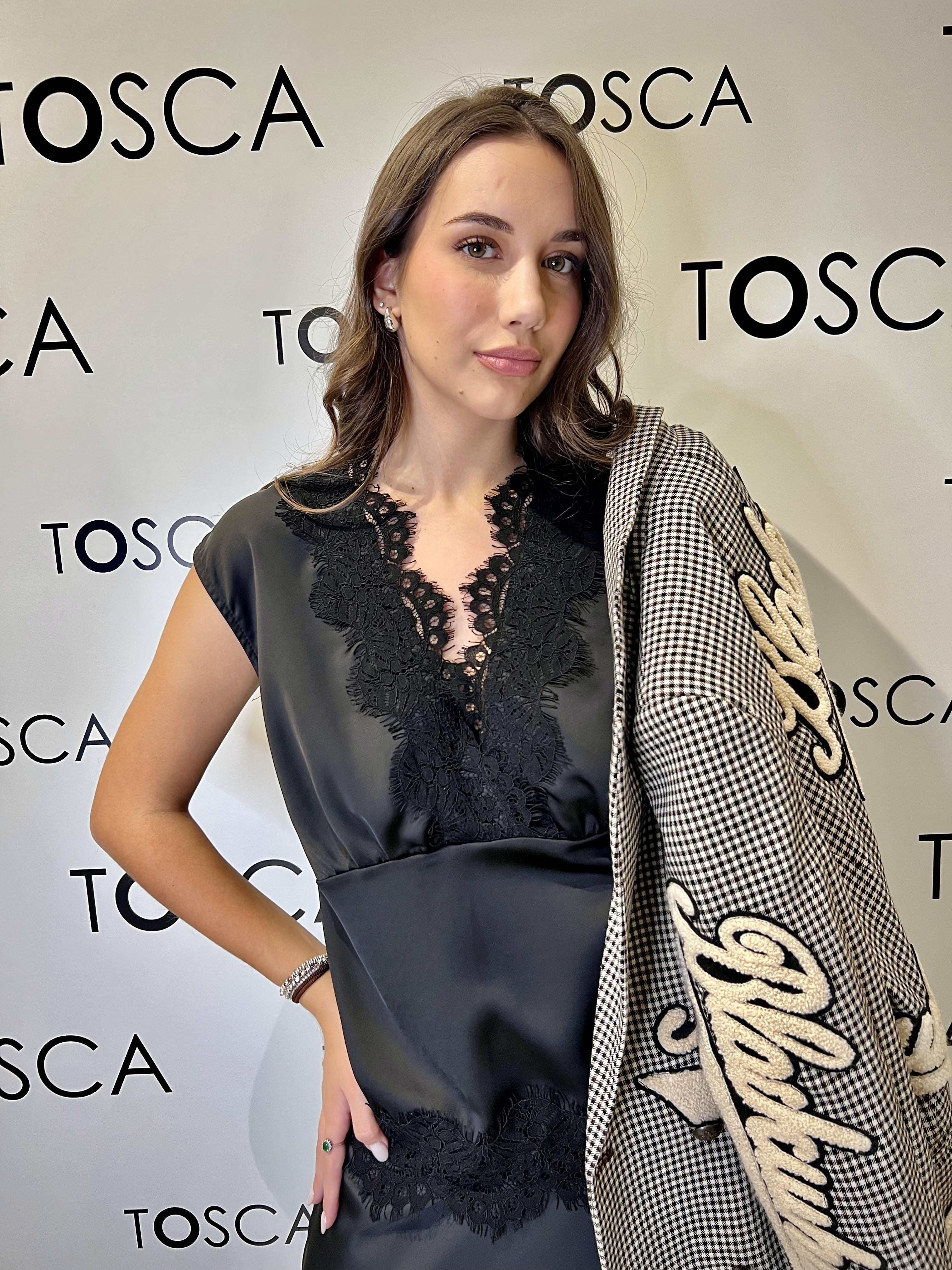 top con pizzo tensione in W25T447NERO TENSIONE IN