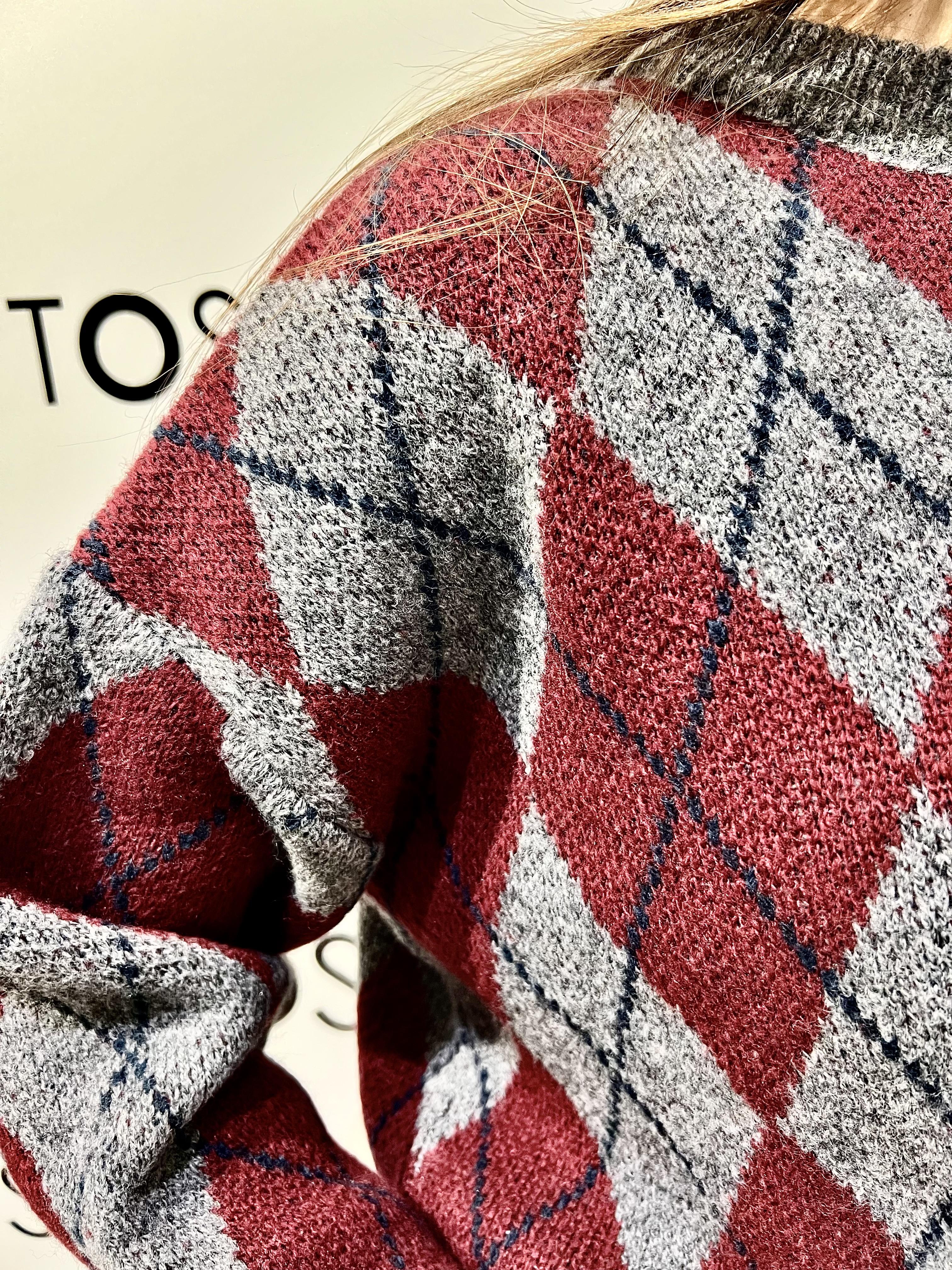 girocollo rombi 3M0971CNGRIGIO-BORDEAUX KONTATTO