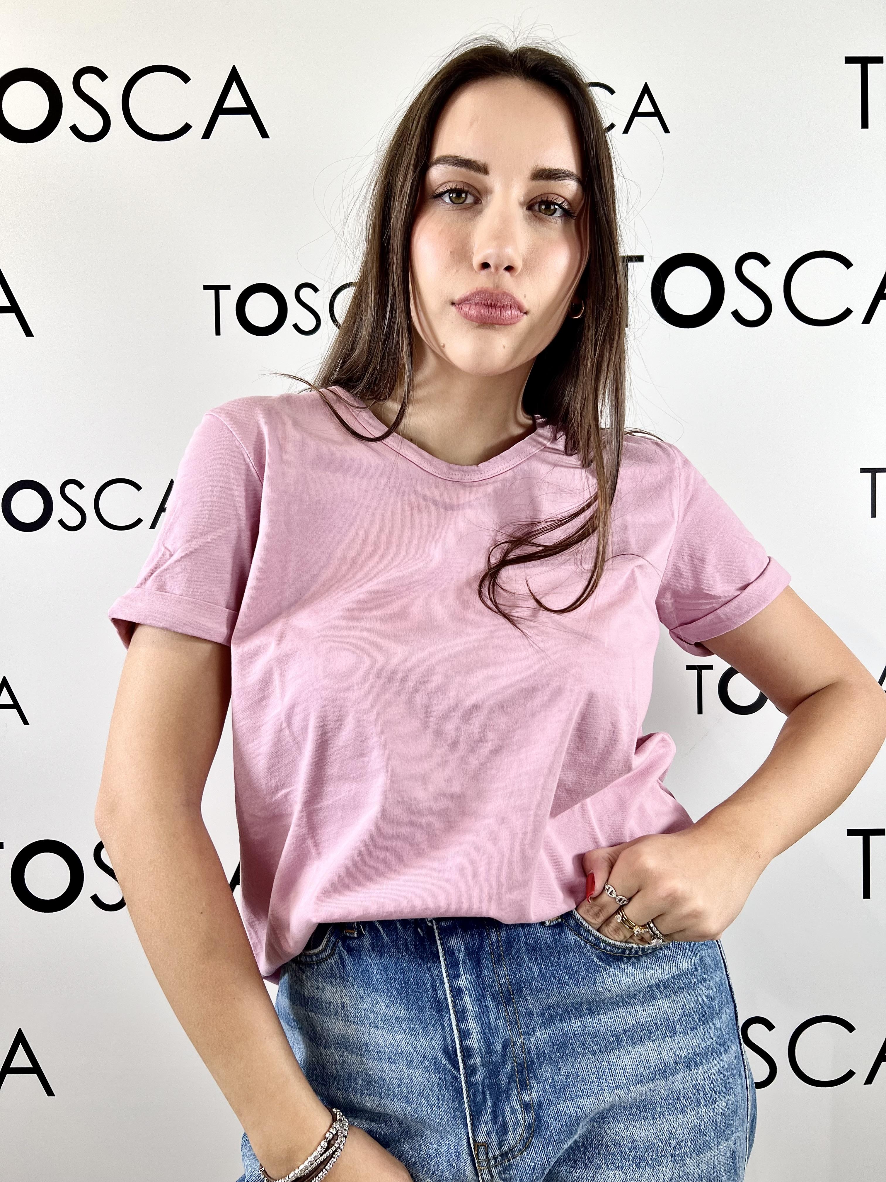 t-shirt girocollo risvolto manica kontatto 