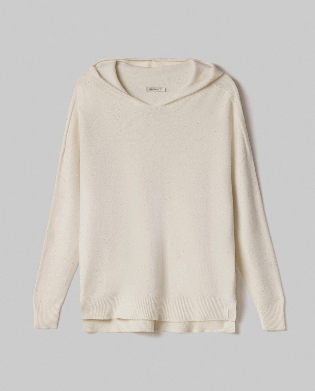maglia cappuccio con paillettes piu' lunga sul dietro hinnominate 