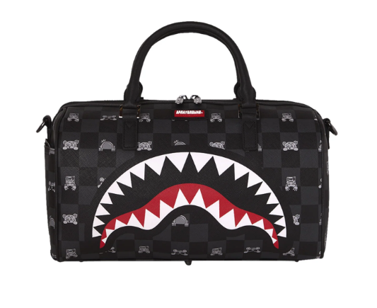 bauletto gray peeking character check mini duffle sprayground 