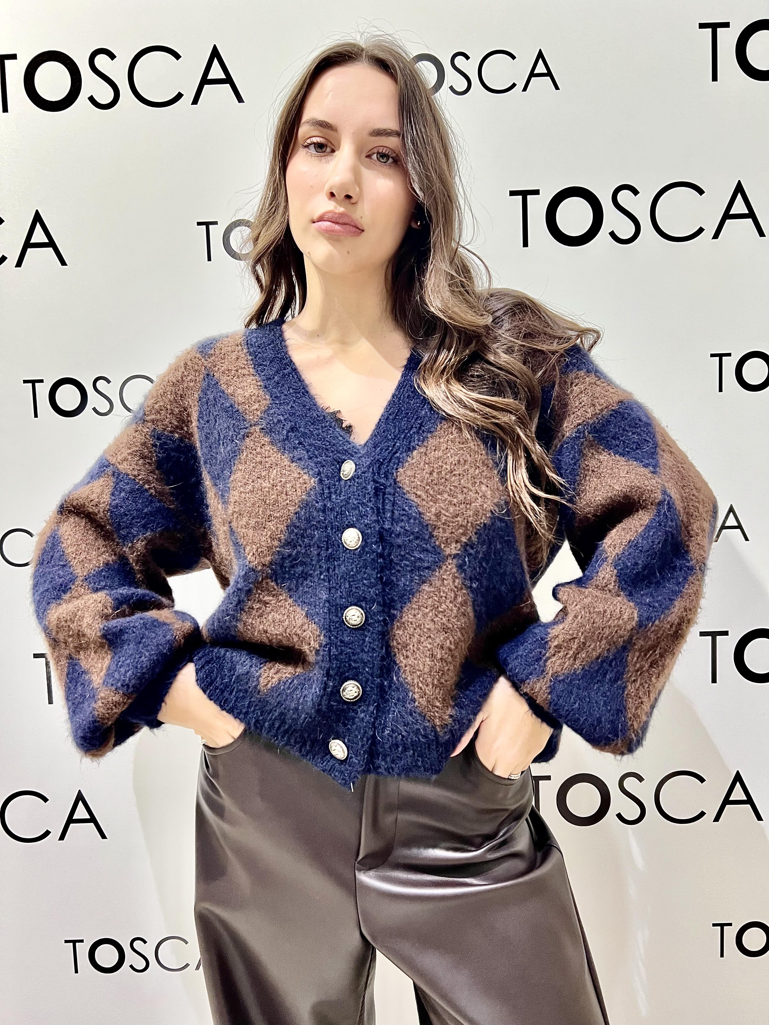 cardiga a rombi S38B1444-28111/GMORO/BLU SOUVENIR