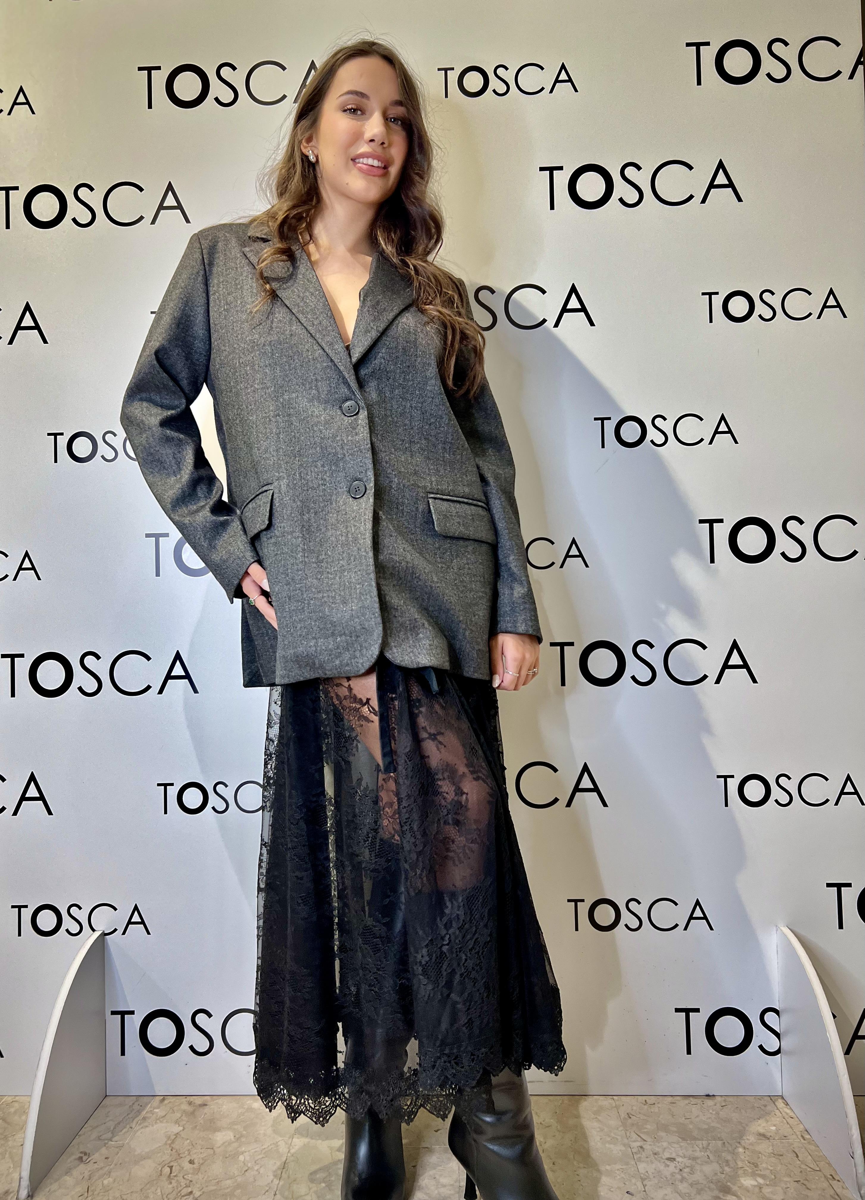 giacca over + gonna in pizzo   tensione in 37720GRIGO/NERO TENSIONE IN