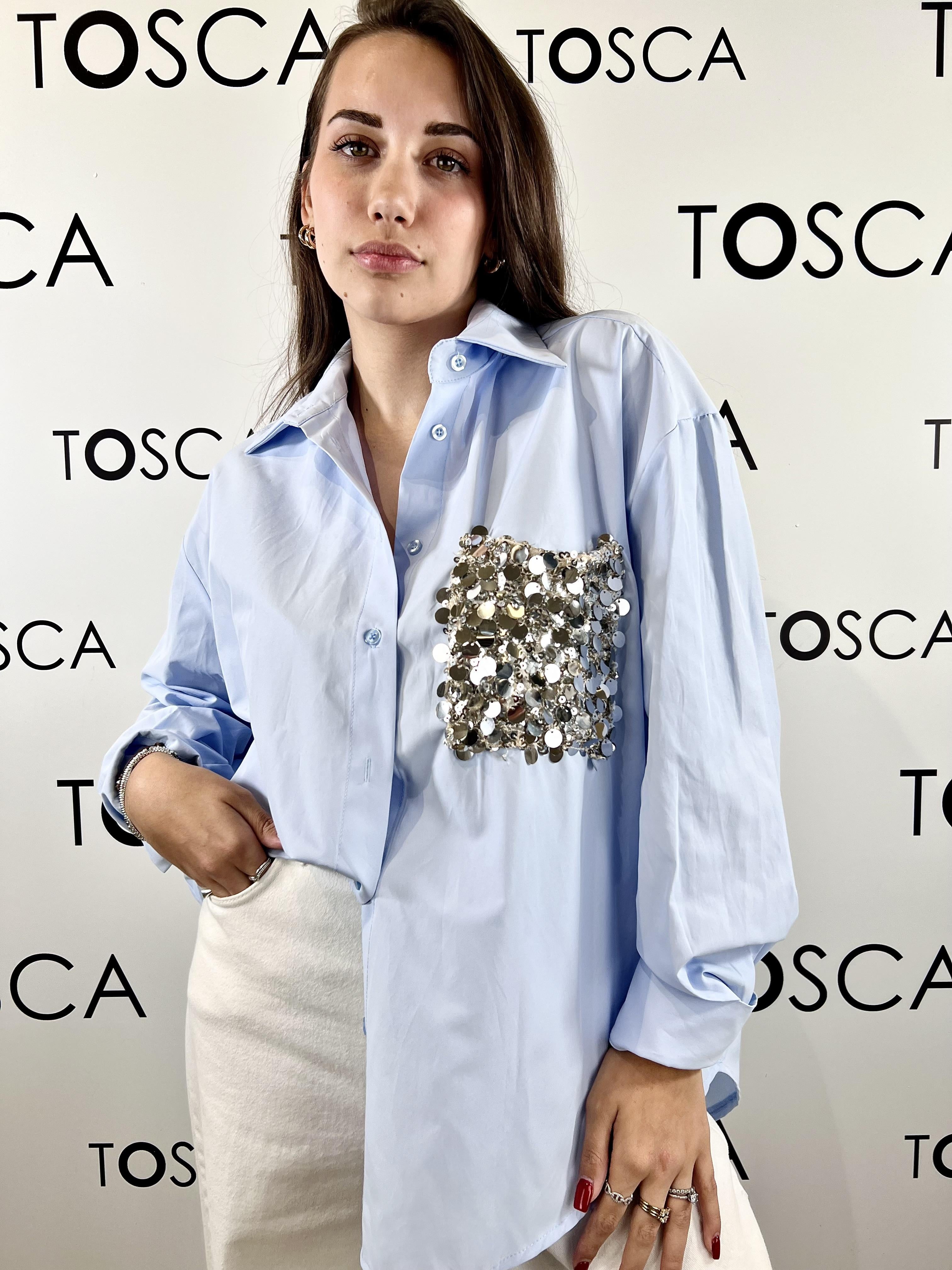 camicai con taschino in paillettes tensione in 