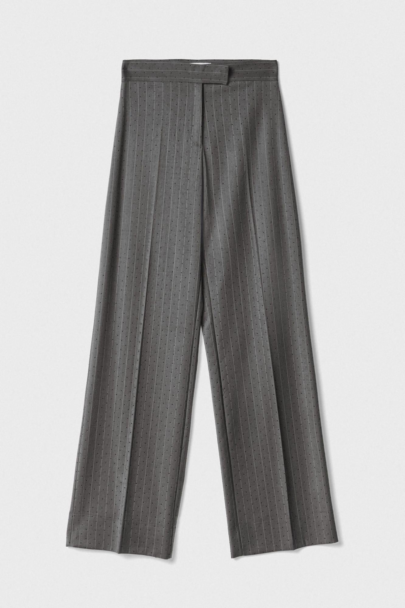 pantalone dritto a vita regular con stiro in piega grigio ferro gaëlle paris 