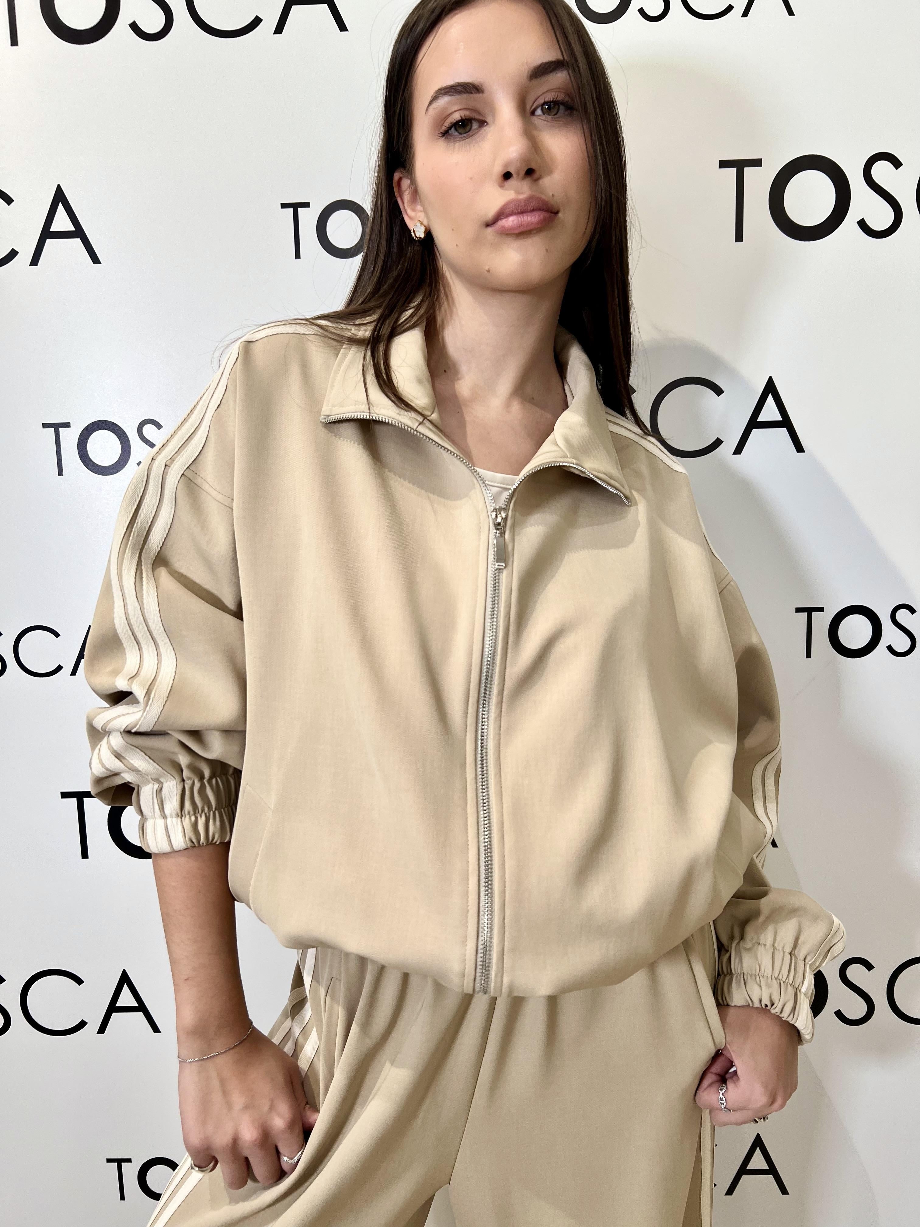 giubbotto con bande lateali tensione in 26B4050BEIGE TENSIONE IN