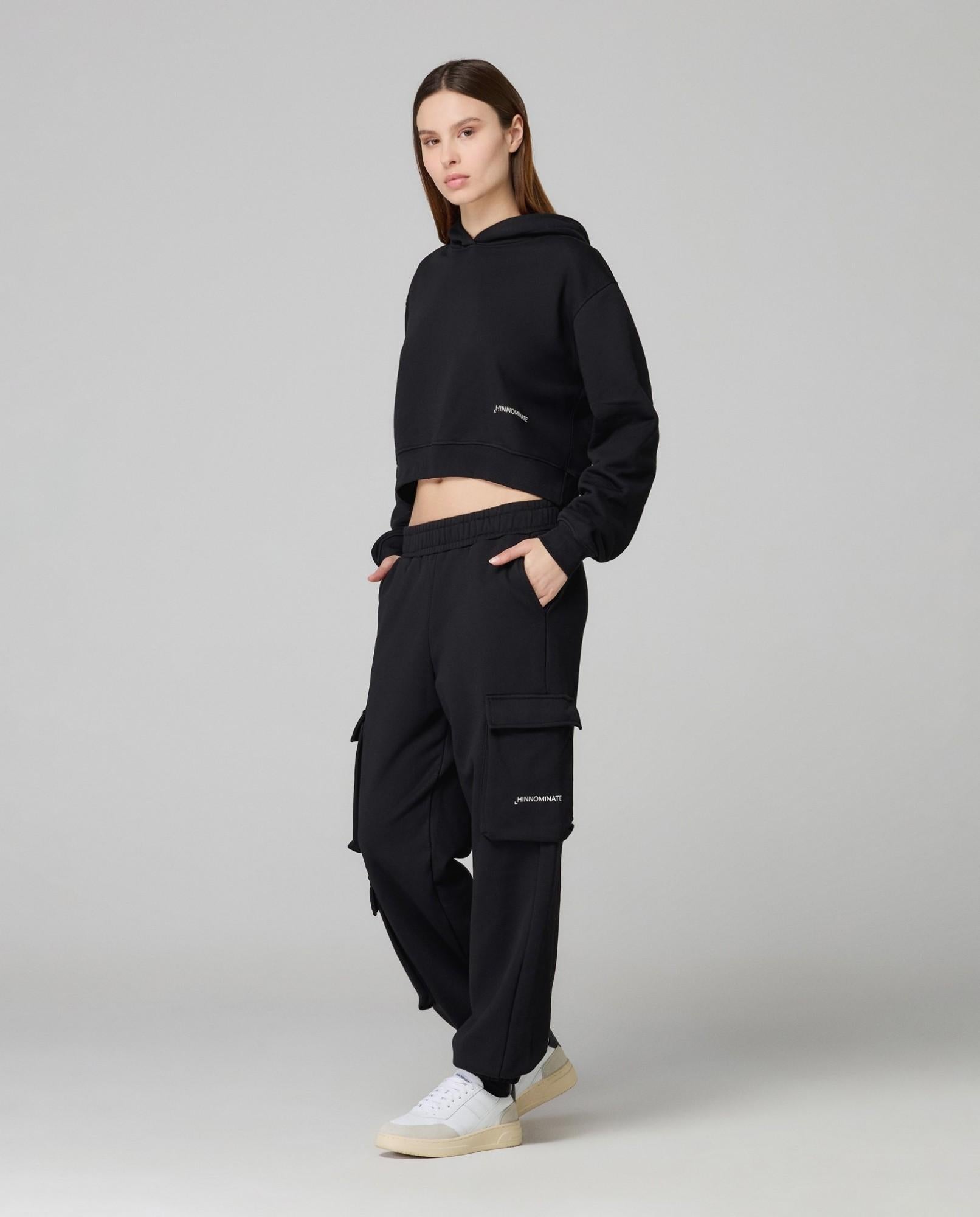 felpa corta cappuccio basica HMABW01935TMTF0012NERO HINNOMINATE