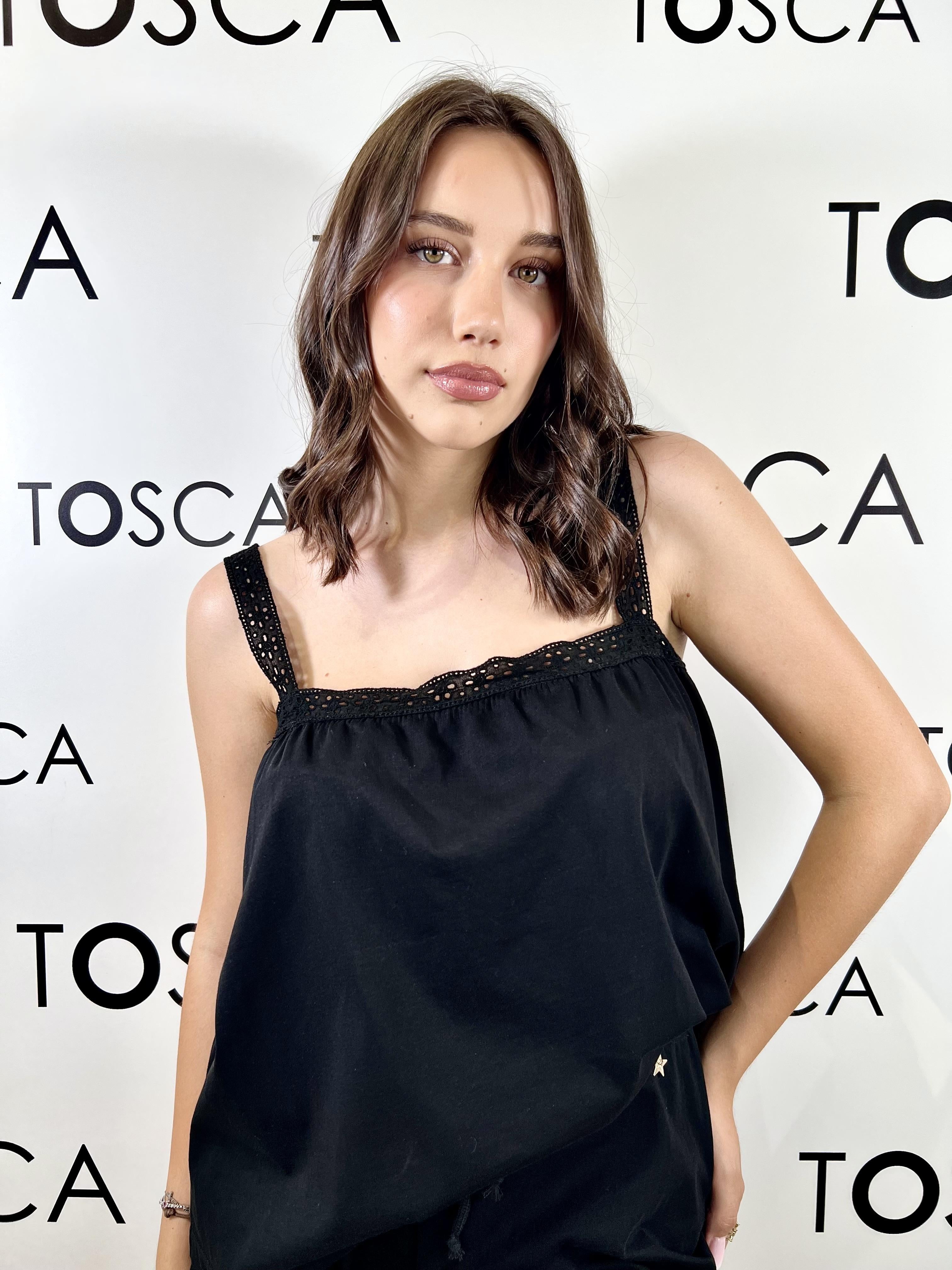 top in cotone con pizzo souvenir 