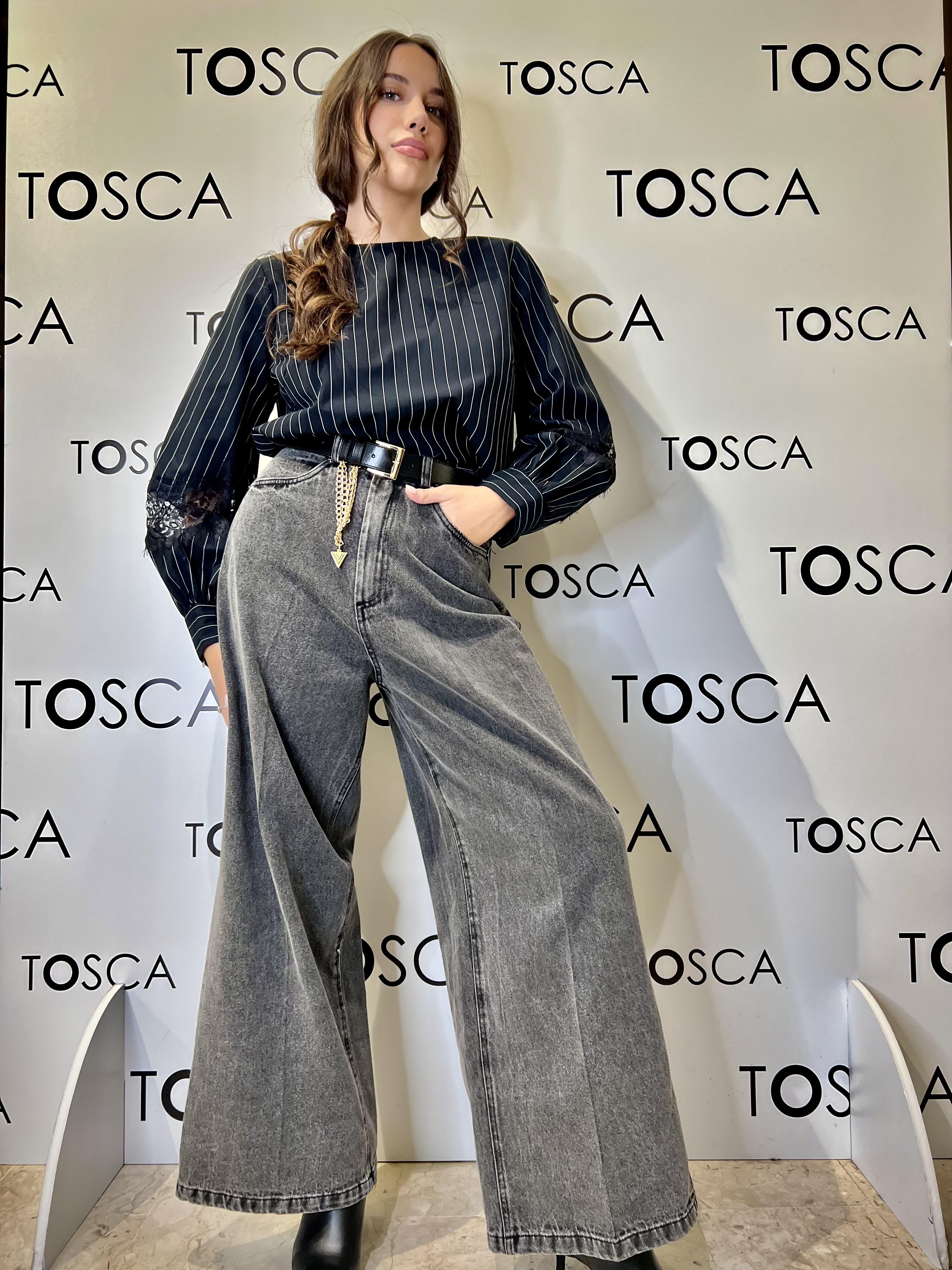 camicia con inserti in pizzo tensione in W25C580NERO TENSIONE IN