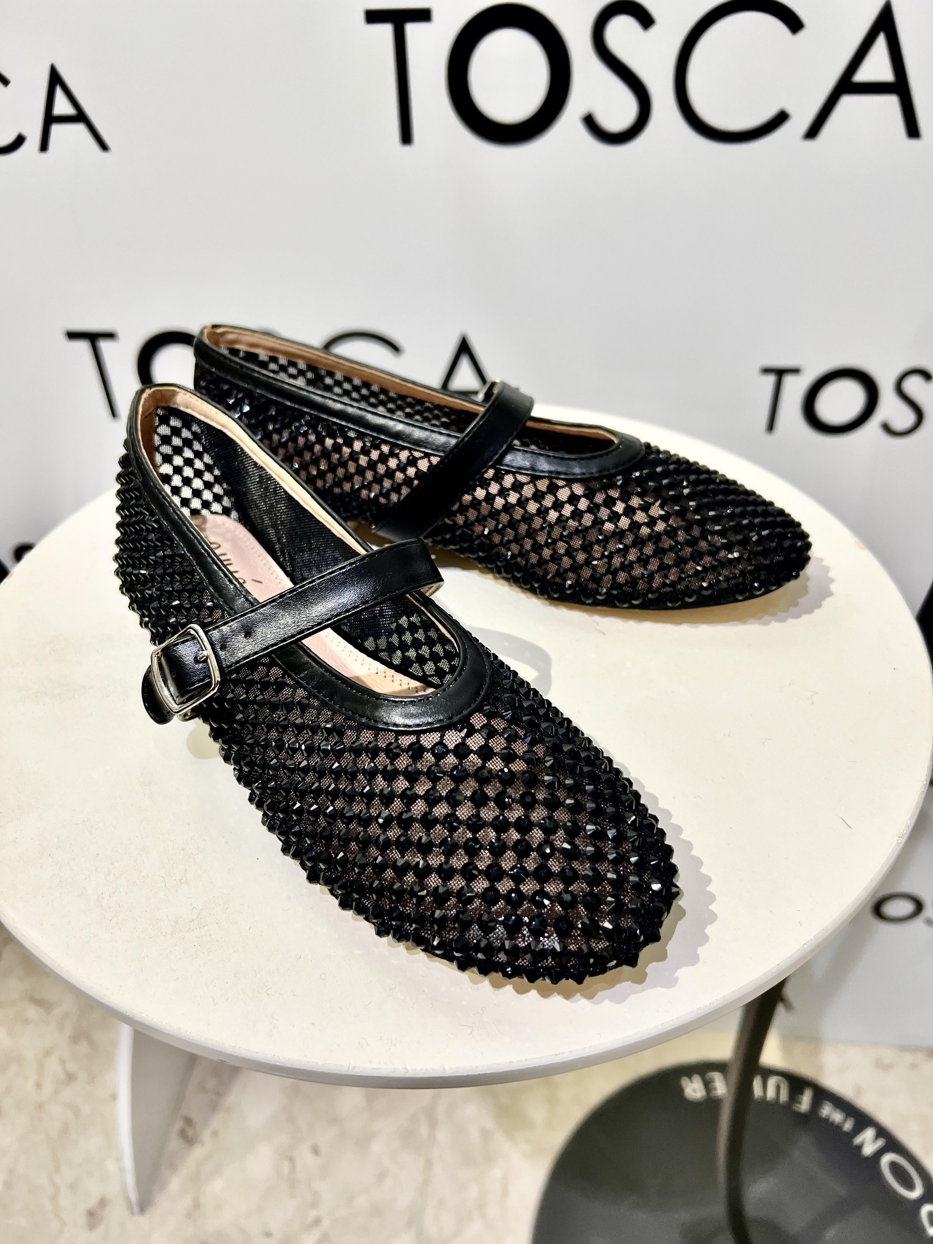 ballerine con strass GD398NERO OVYÈ
