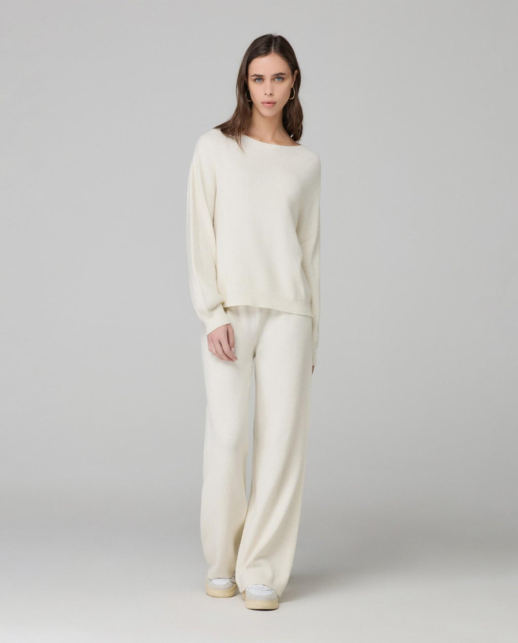 pantalone dritto in maglia con paillettes hinnominate 