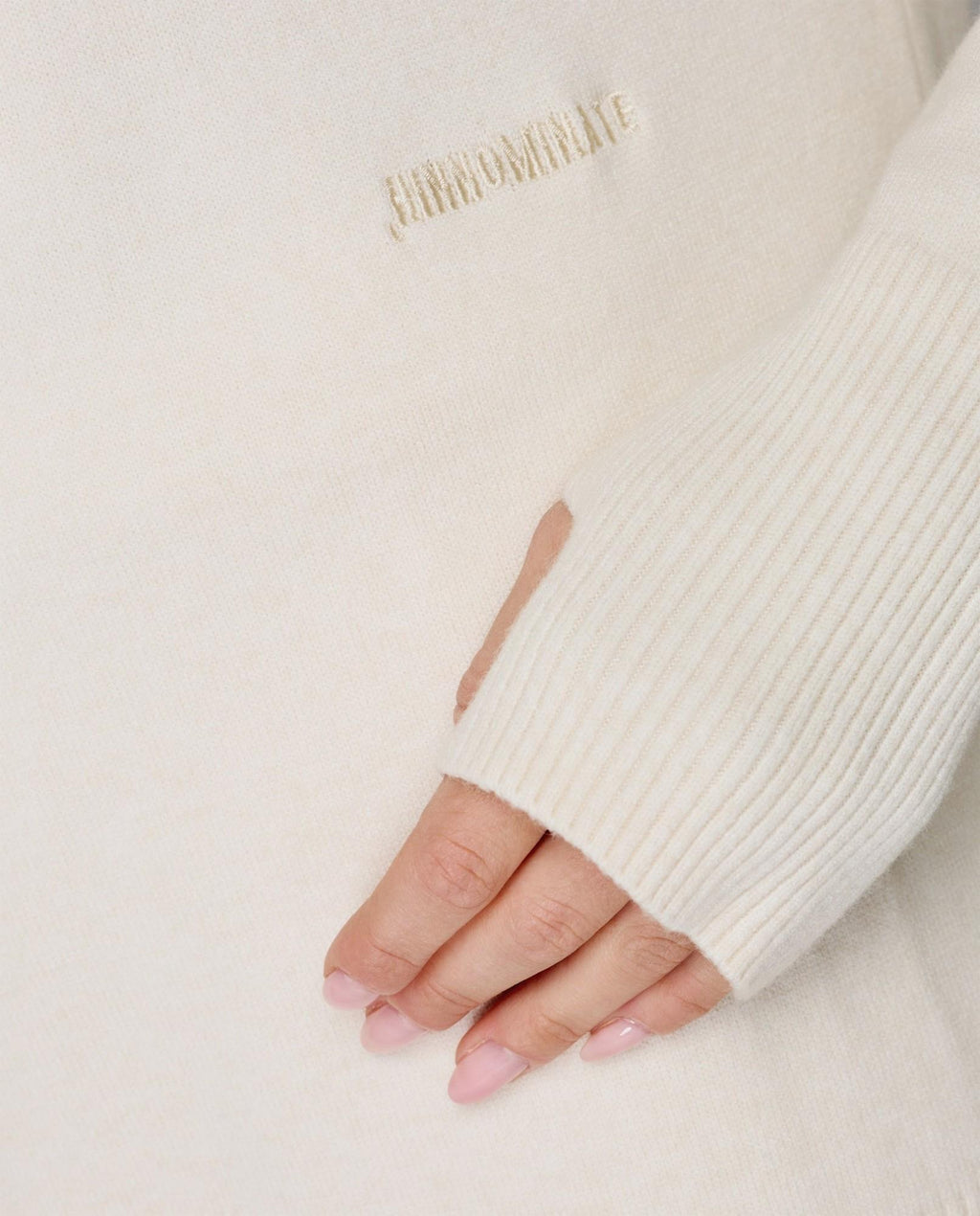 maglia cappuccio raglan con buchi ai polsi bianco burro hinnominate<BR/> 