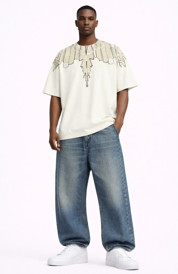 t-shirt con stampa ali county of milan S6CMMATH021OFF WHITE COUNTY OF MILAN MARCELO BURLON