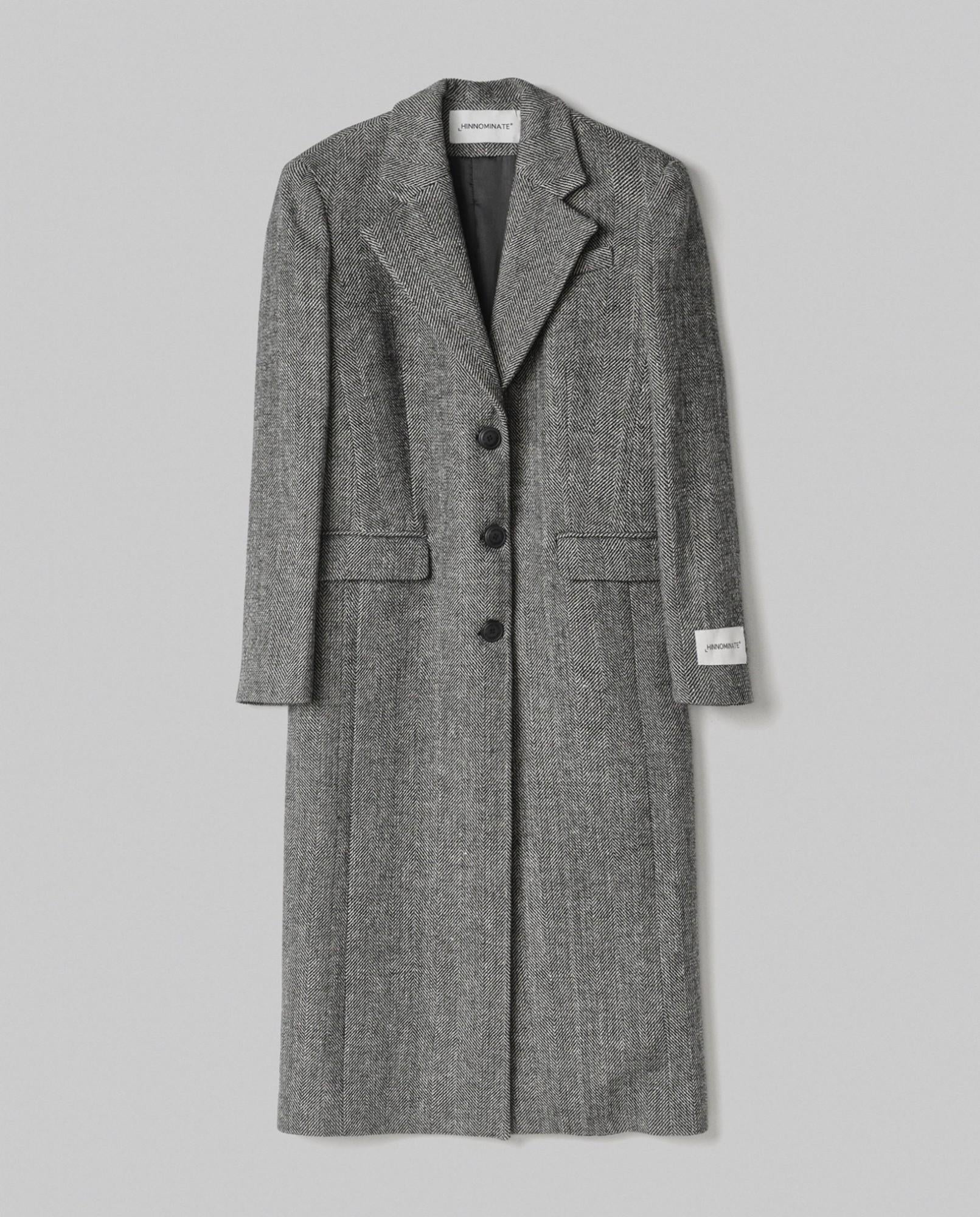 cappotto lungo spigato monopetto nero hinnominate 