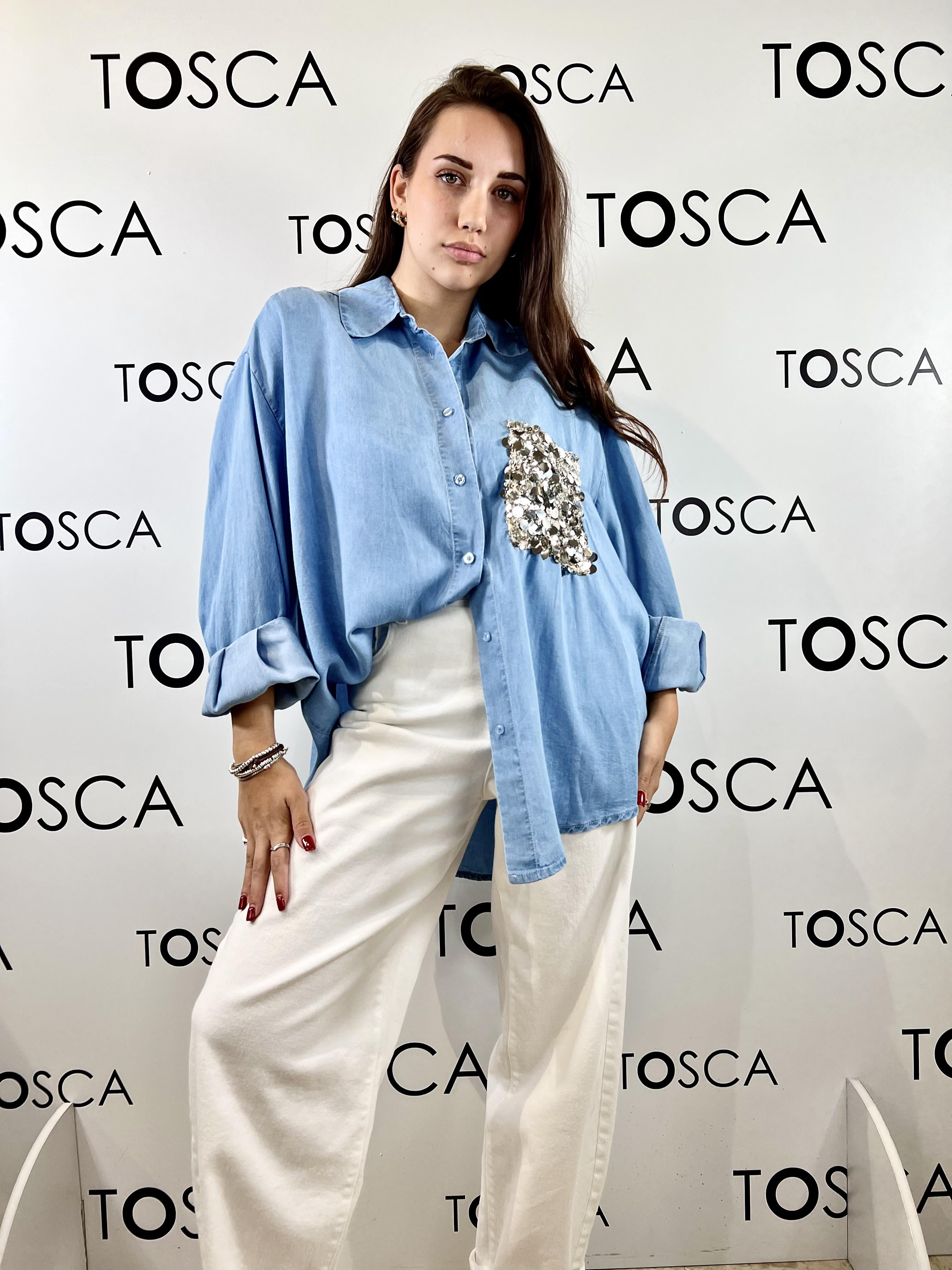 camicia  con taschino in paillettes tensione in 