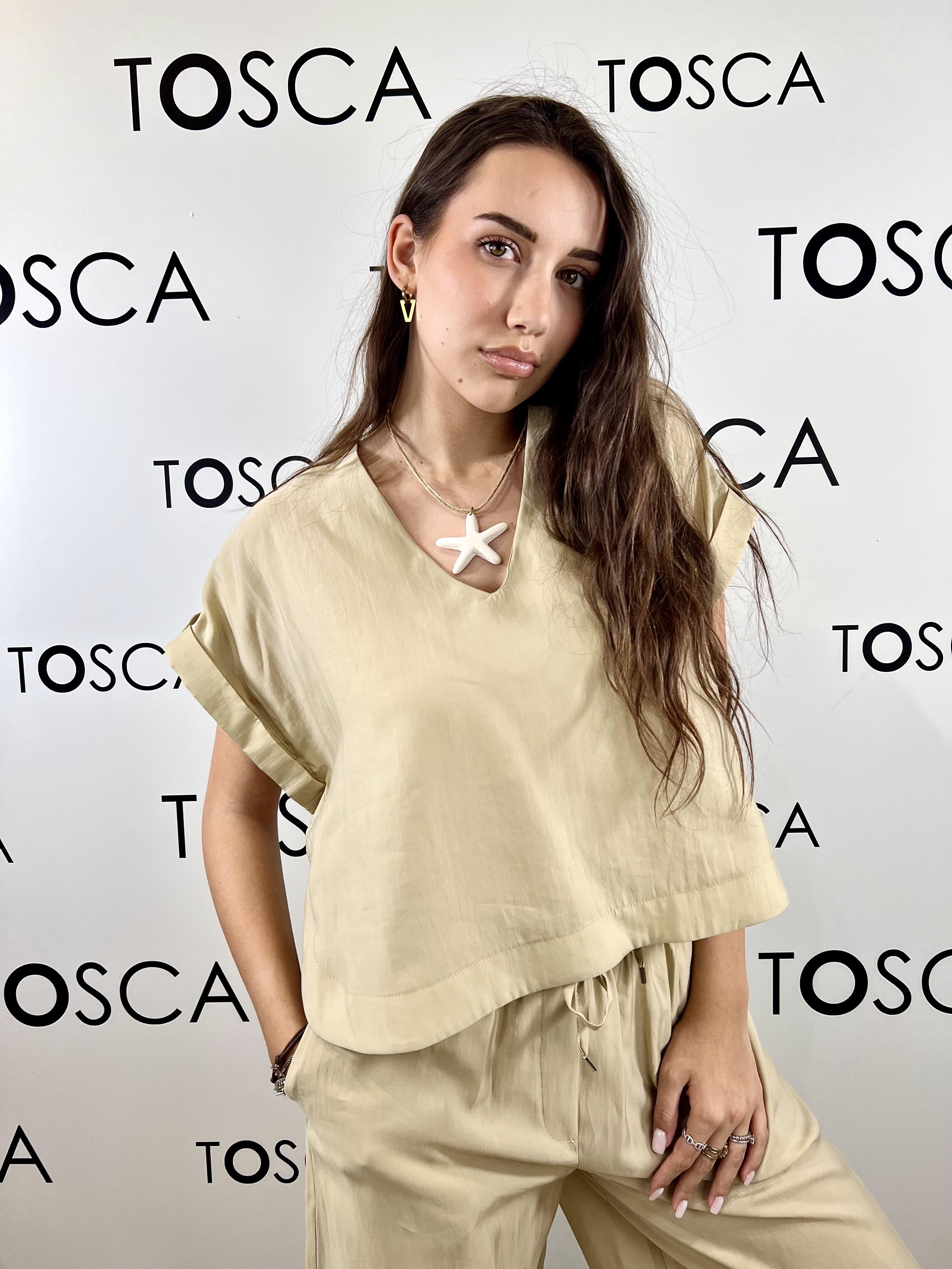 casacca scollo a v lyocell white wise 