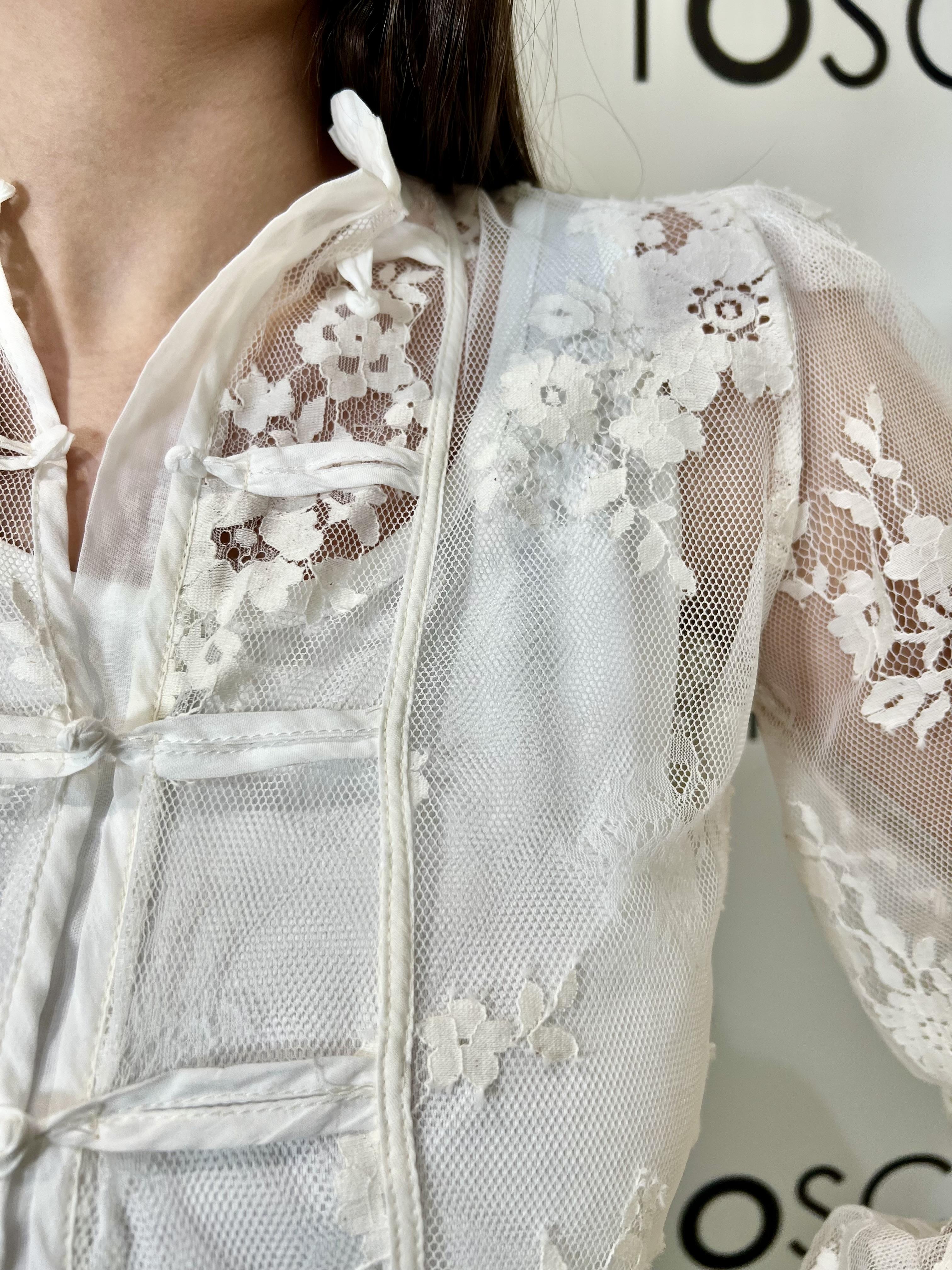 blusa in pizzo modello napoleone tensione in S26C661AVORIO TENSIONE IN