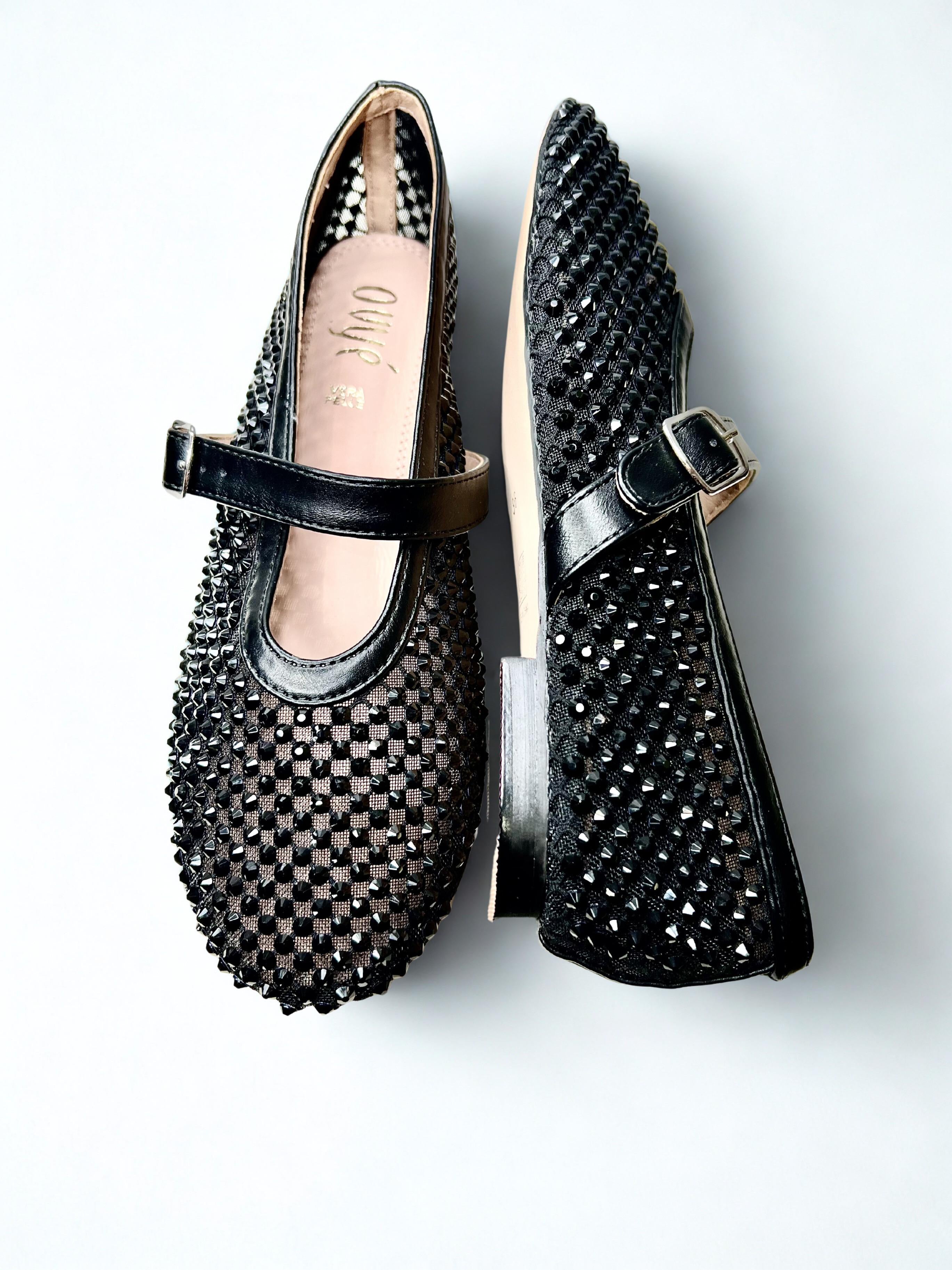 ballerine con strass GD398NERO OVYÈ