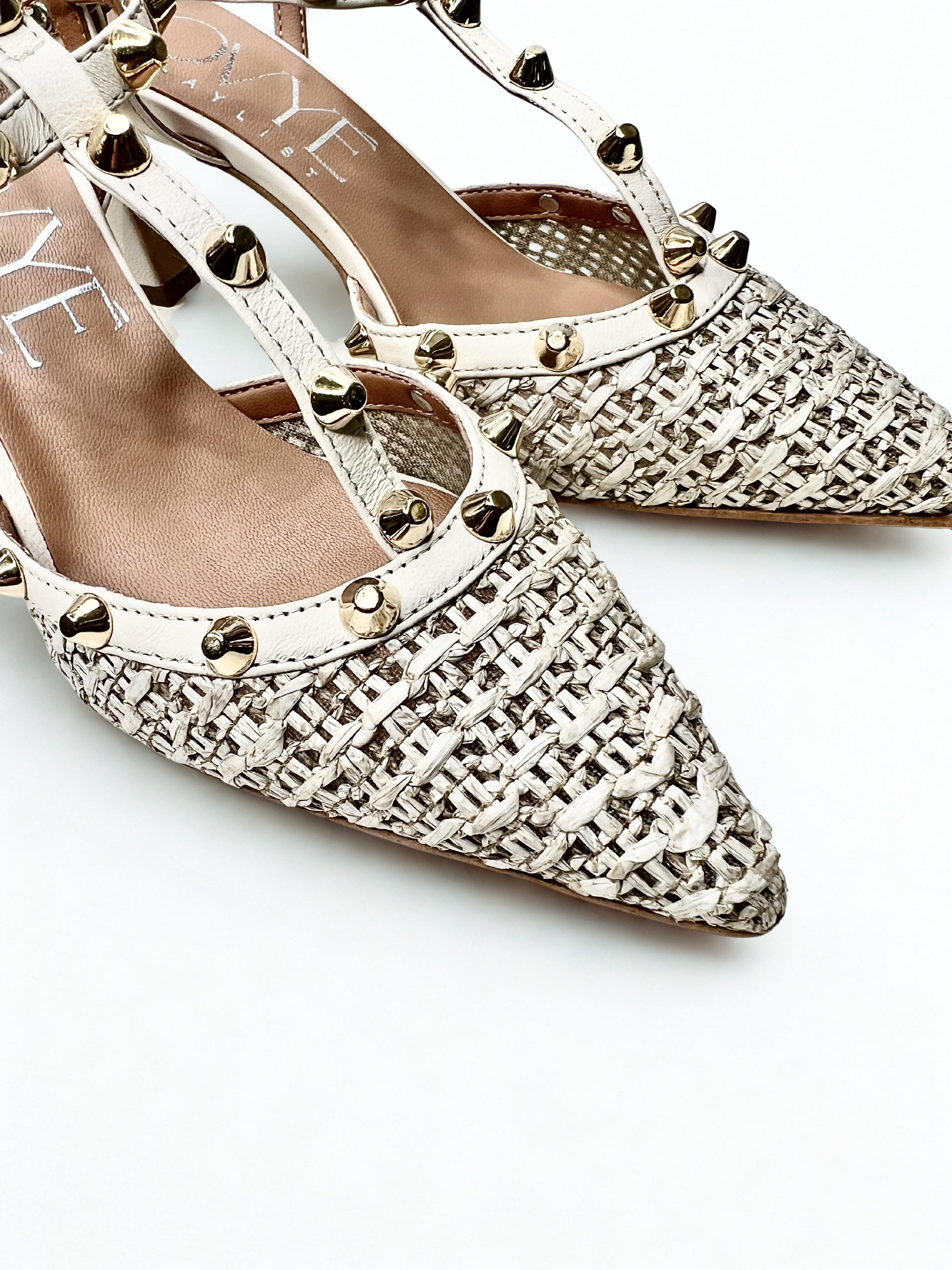 slingback in in rafia e borchie AMR1310BEIGE OVYÈ