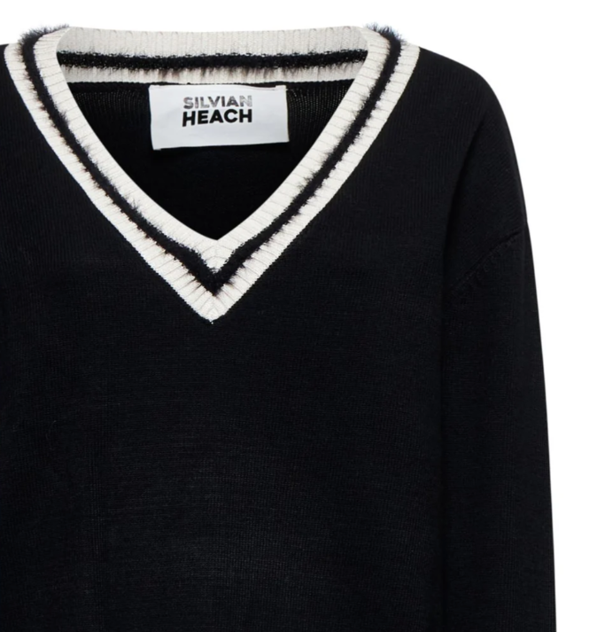 maglia con scollo a v e profili in contrasto silvian heach GPA25287MANERO SILVIAN HEACH