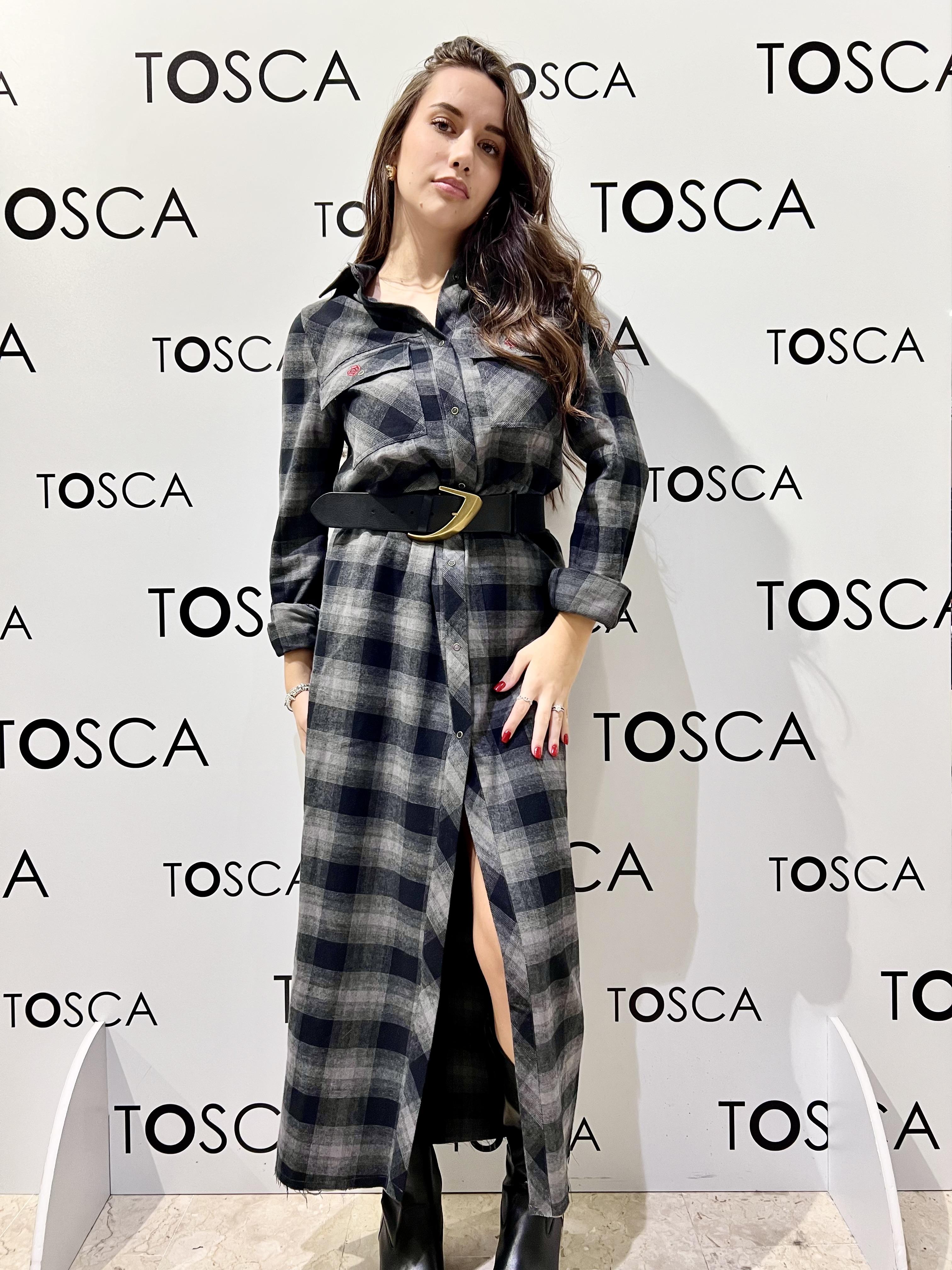 abito chemisier con orli sfrangiati grigio ferro GAABW06803GRIGIO GAELLE